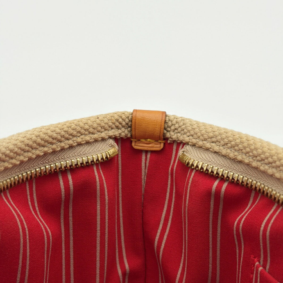 Louis Vuitton Antigua Beige Red Color Canvas Tote Bag (Pre-Owned)
