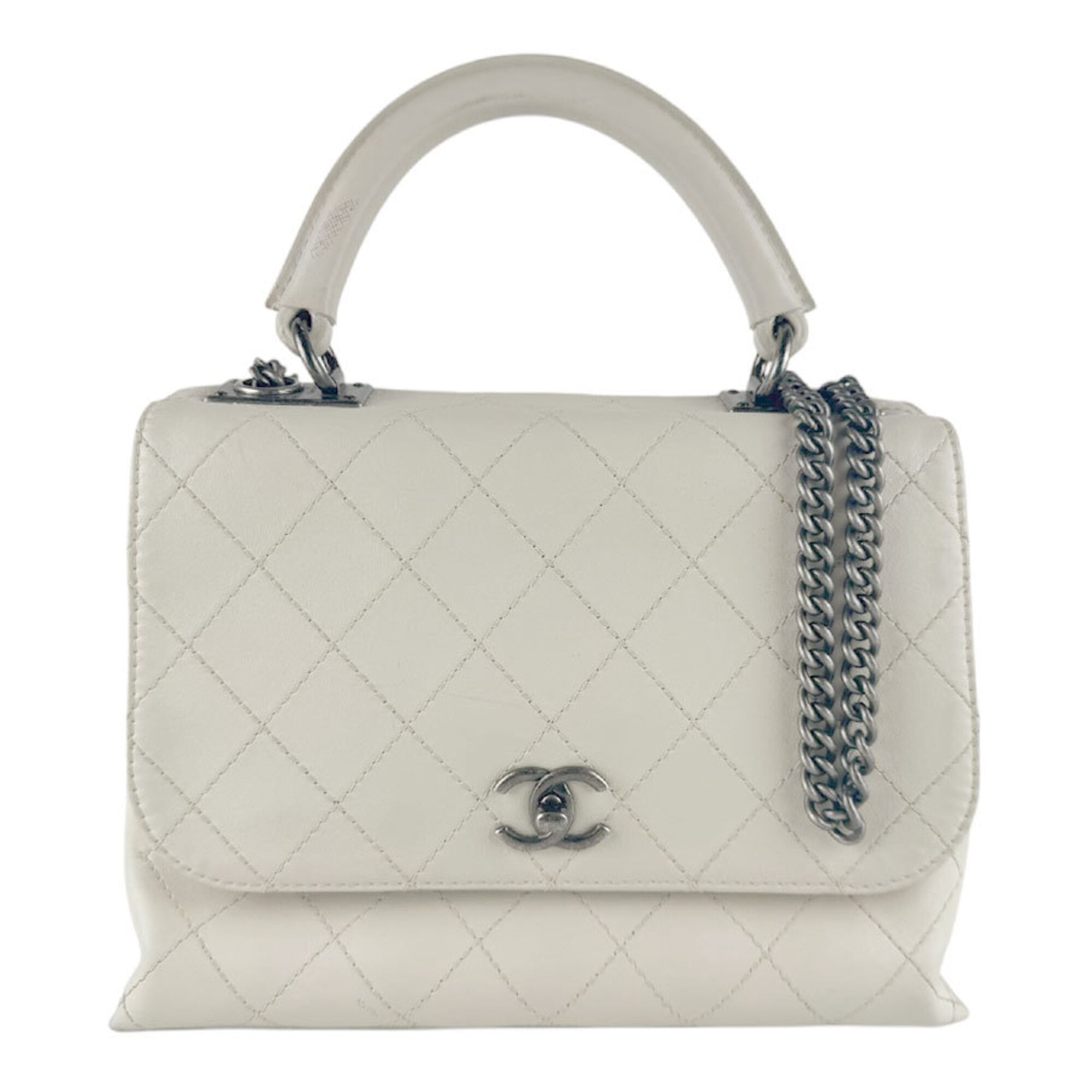 Chanel Ivory Leather Handbag Shoulder Bag (Pre-Owned)