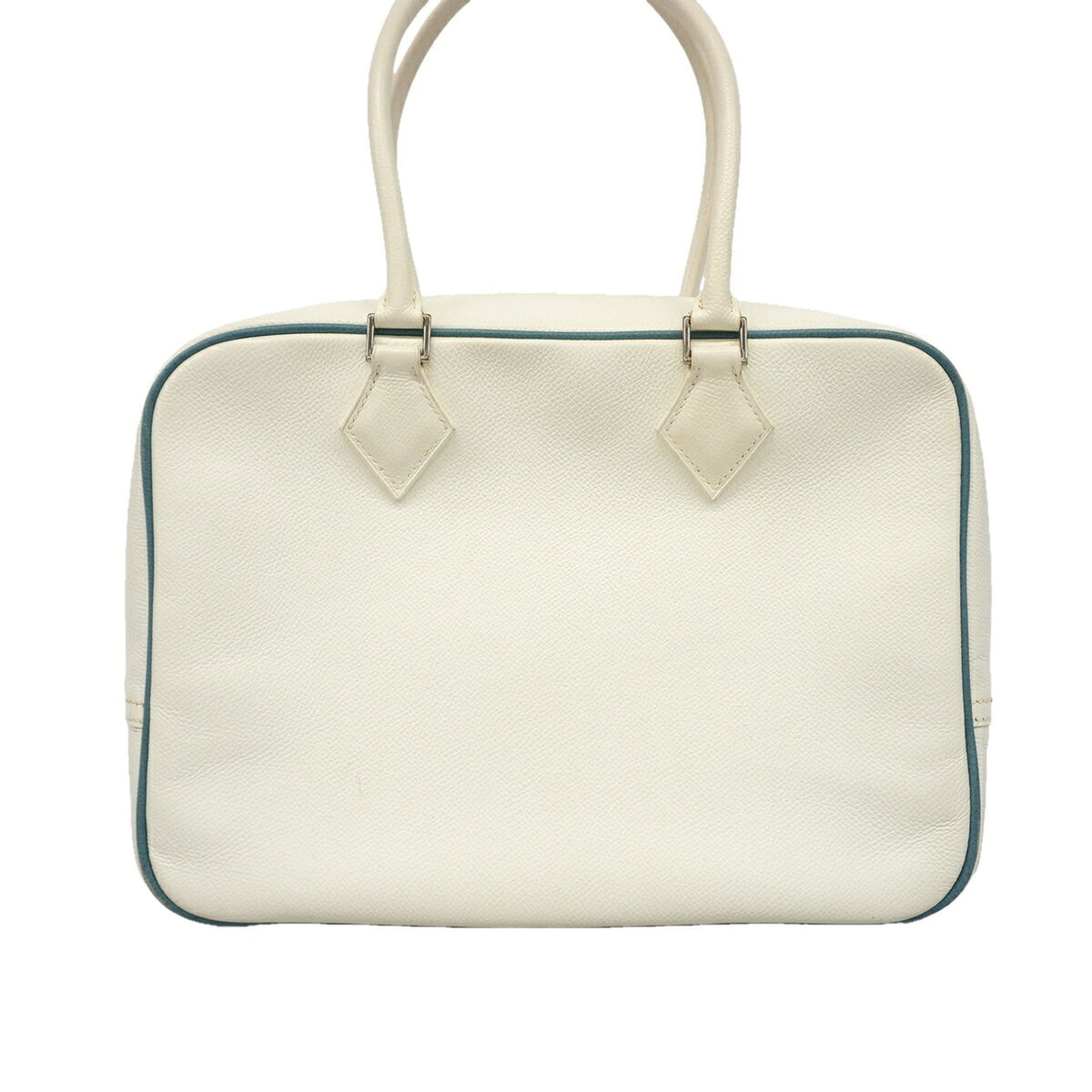 Hermes Blue Jean White Leather Handbag (Pre-Owned)