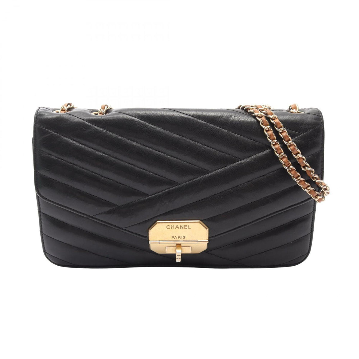 Chanel Black Leather Handbag Shoulder Bag (Pre-Owned)