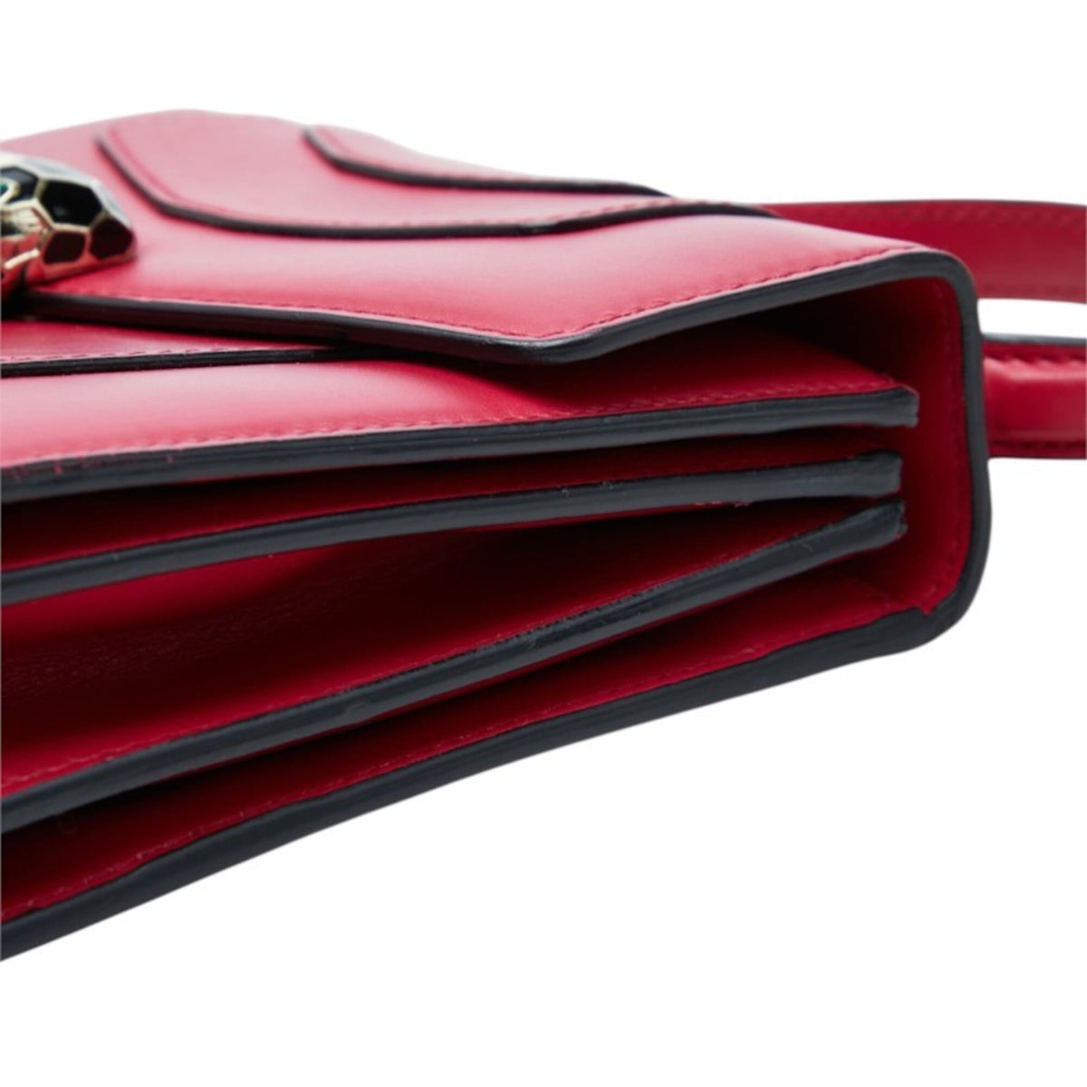Bvlgari Red Color Leather Handbag Shoulder Bag (Pre-Owned)