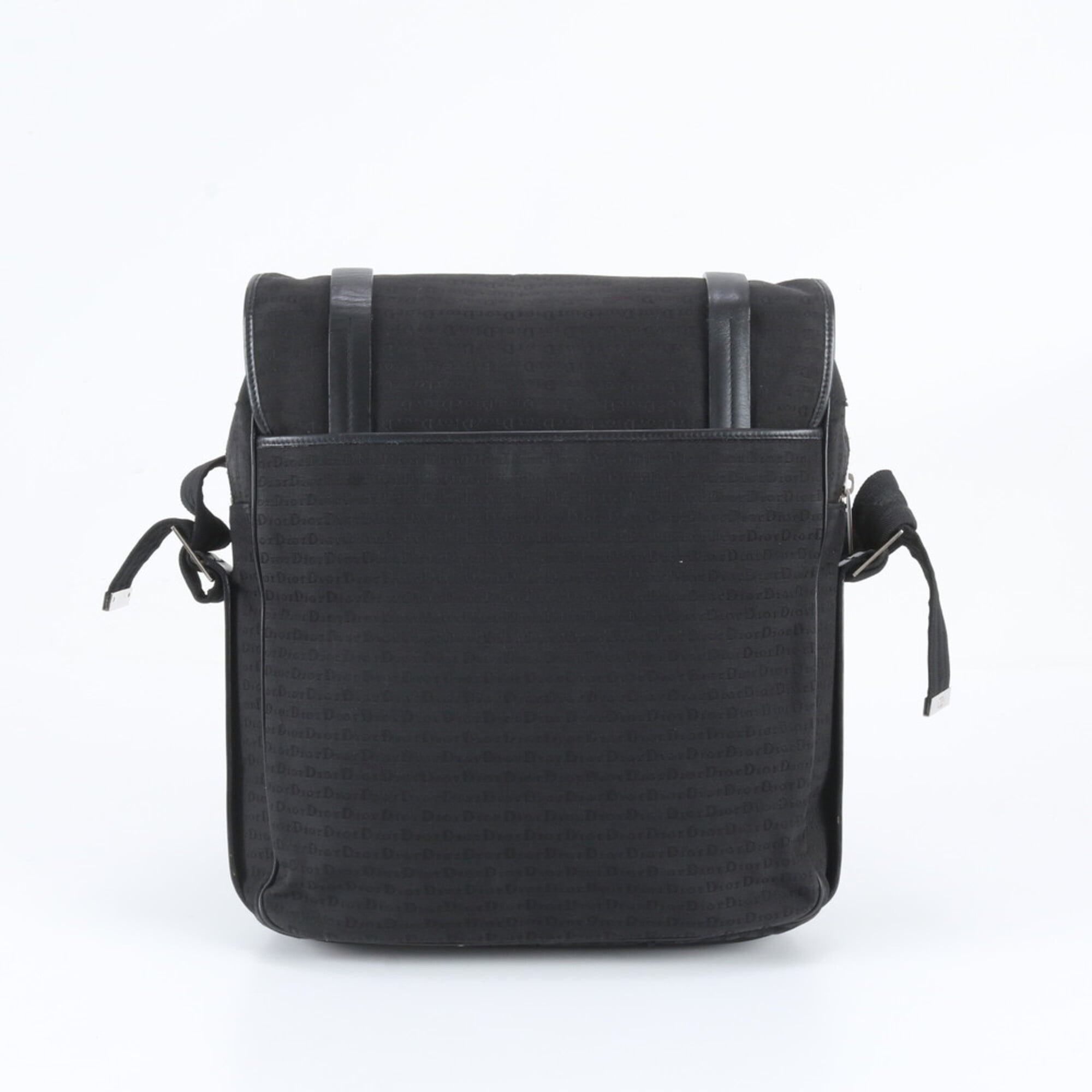 Christian Dior Black Leather Nylon Messenger Bag Shoulder Bag Tote Bag (Pre-Owned)