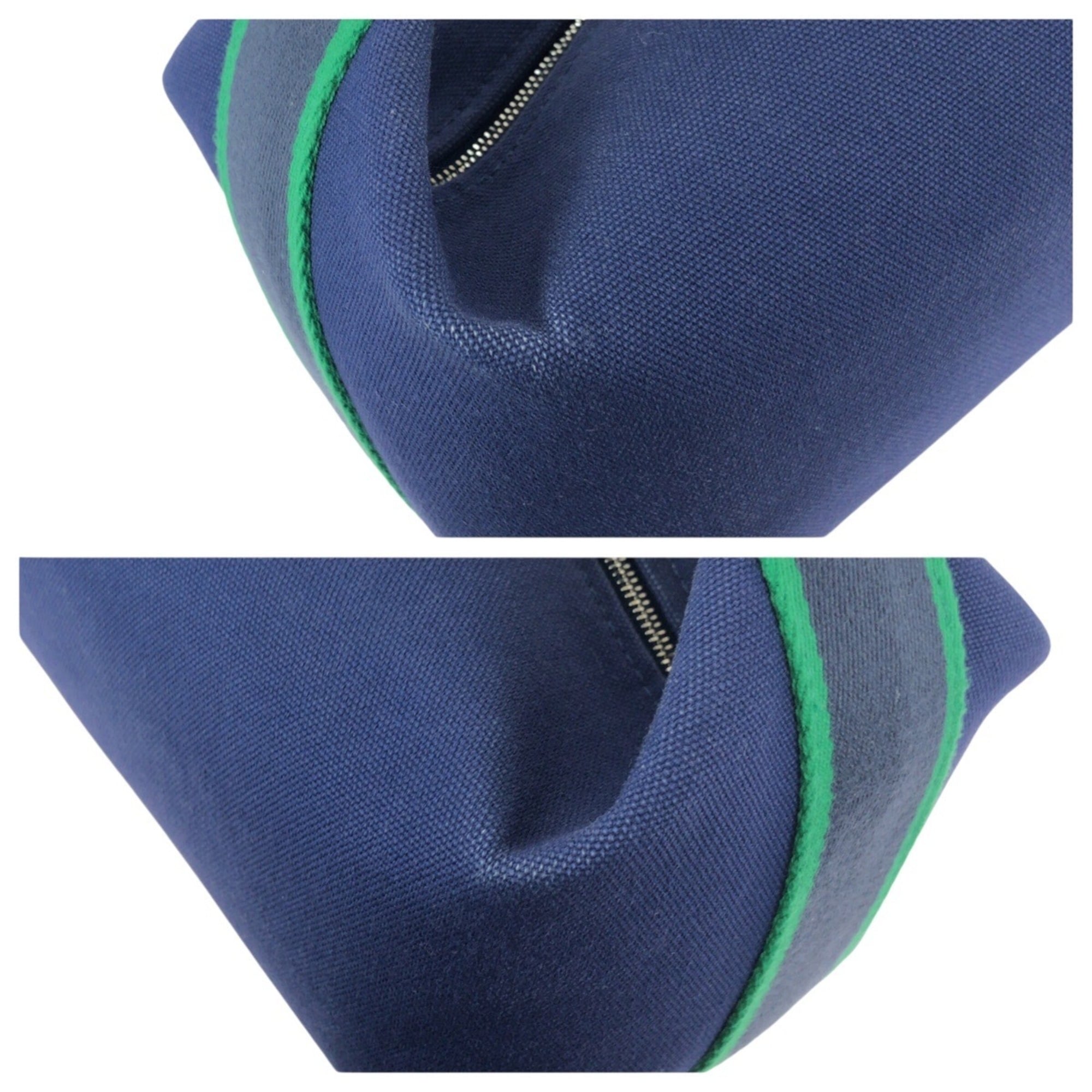 Hermes Blue Green Marine Blue Toile H Handbag Pouch (Pre-Owned)