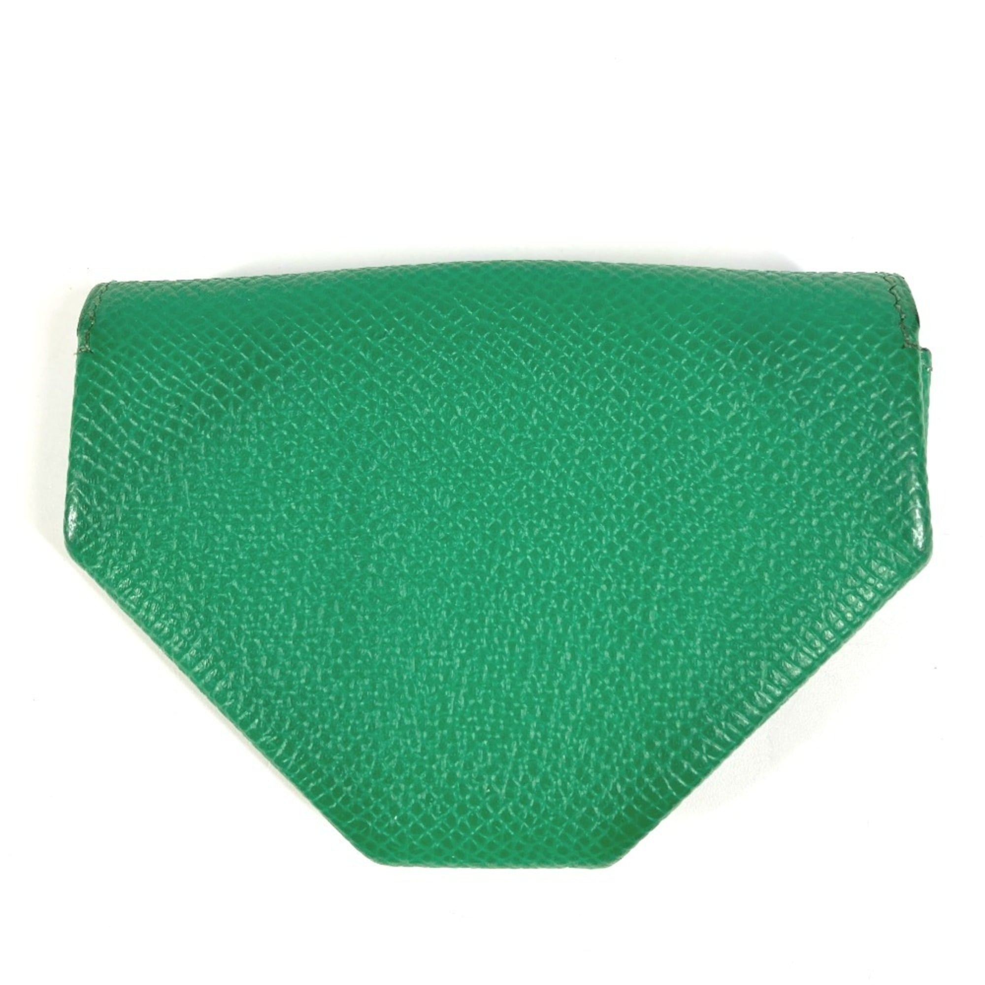 Hermes Green Navy Leather Coin Purse/Coin Case (Pre-Owned)
