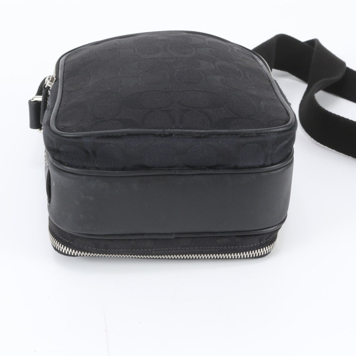 Coach Black Leather Canvas Messenger Bag Shoulder Bag (Pre-Owned)