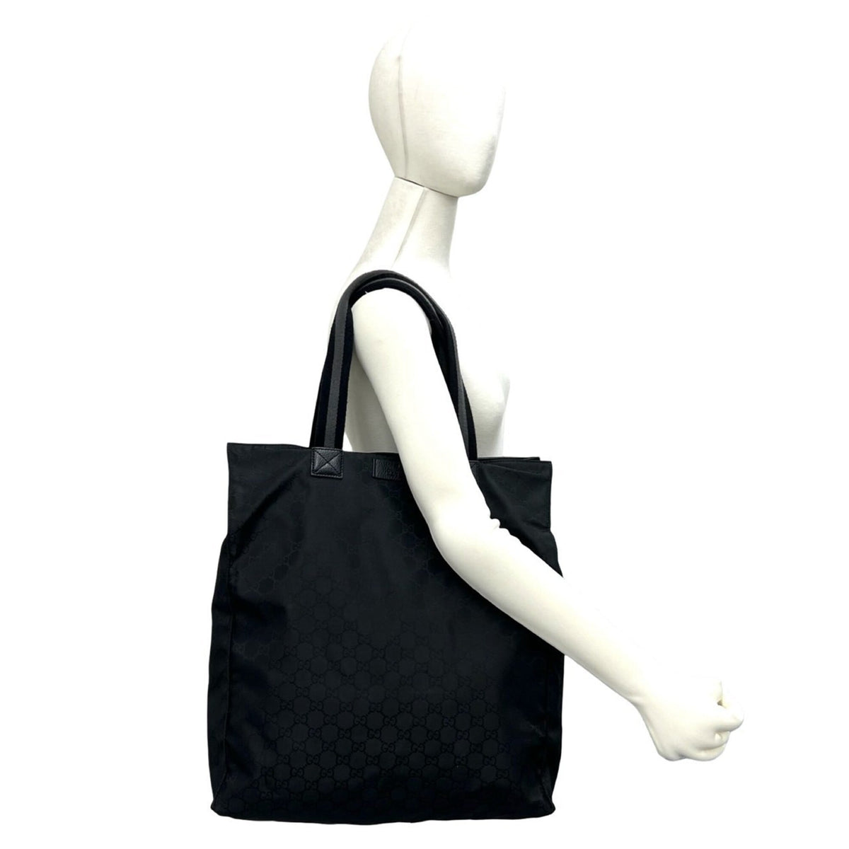 Gucci Black Nylon Leather Handbag Shoulder Bag Tote Bag (Pre-Owned)