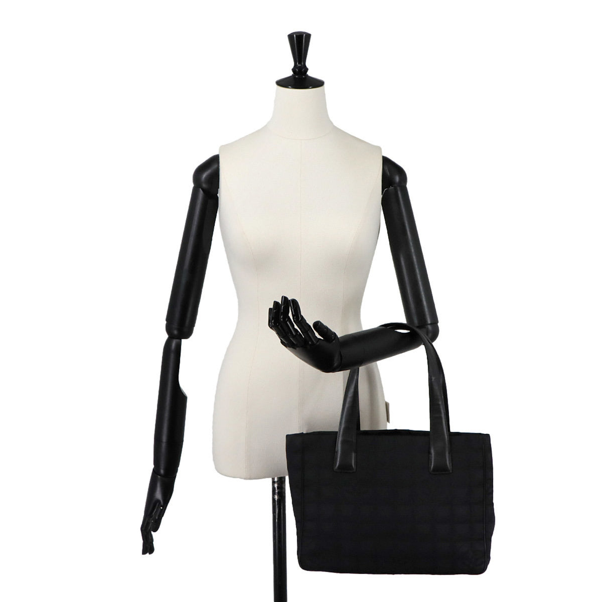 Chanel Black Jacquard Leather Handbag Tote Bag (Pre-Owned)