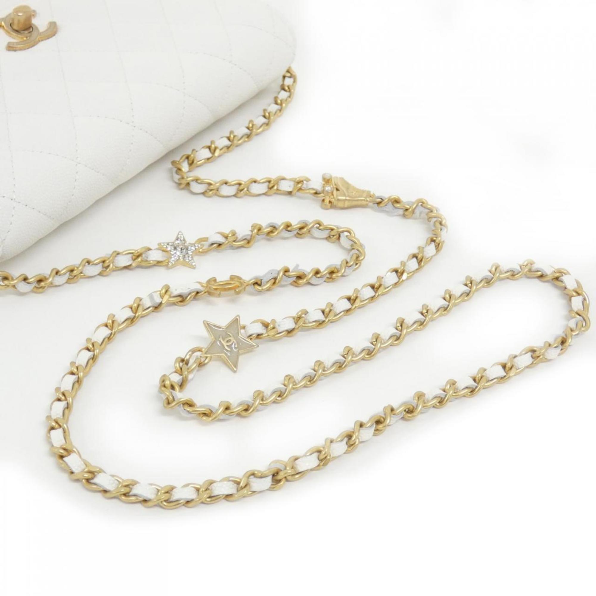 Chanel White Grained Calfskin Chain/Shoulder Wallet (Pre-Owned)
