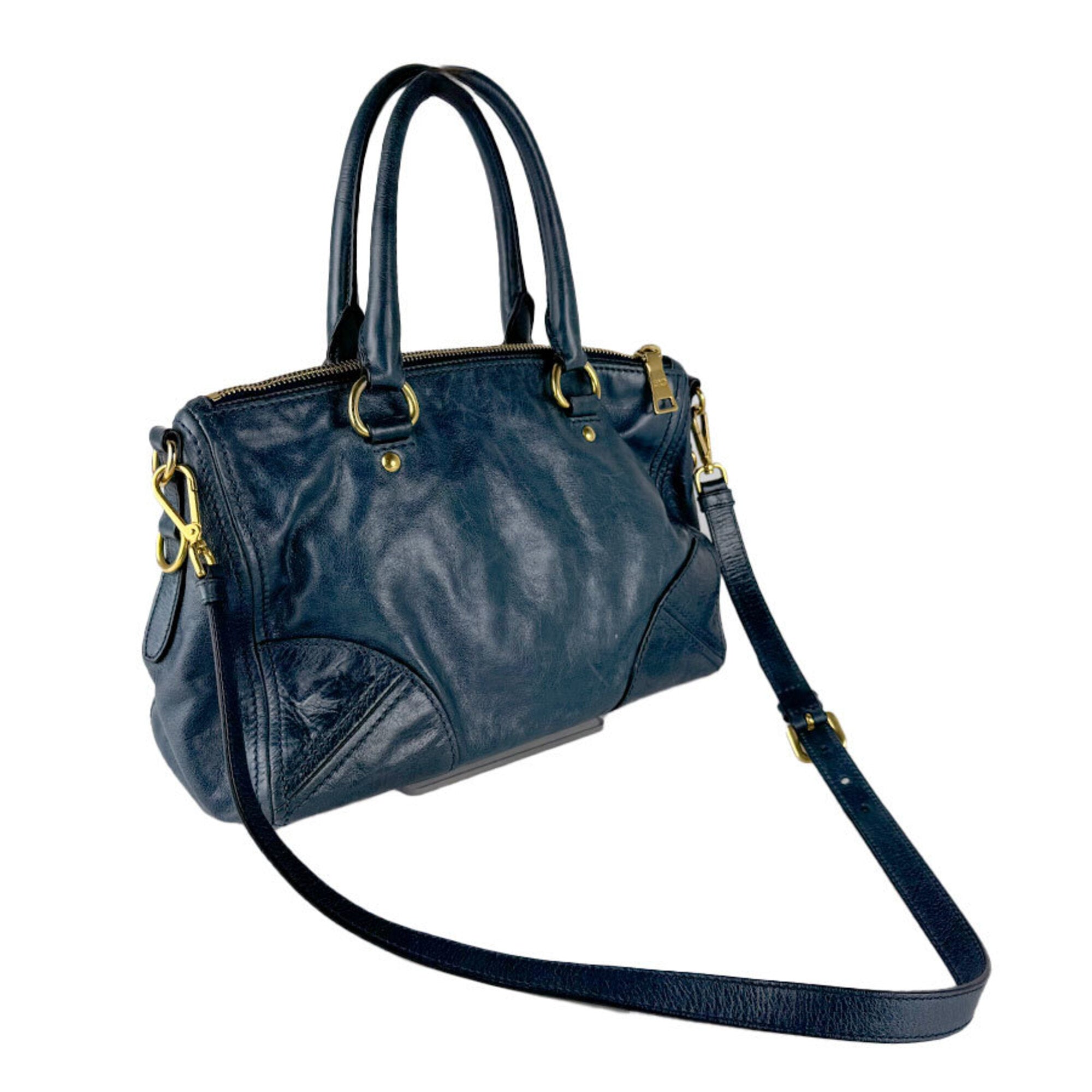 Prada Green Leather Handbag Shoulder Bag (Pre-Owned)