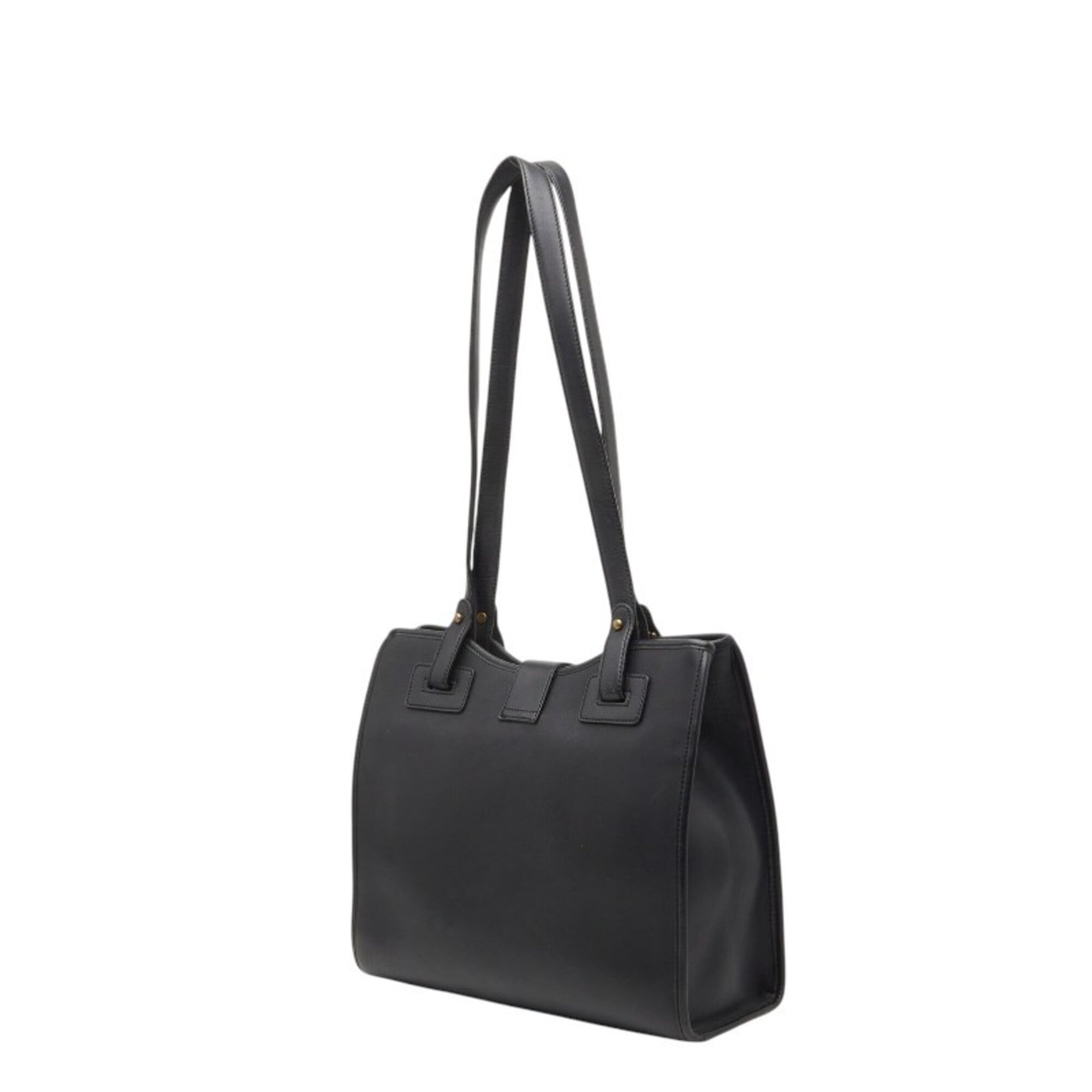 Coach Black Leather Shoulder Bag Tote Bag (Pre-Owned)