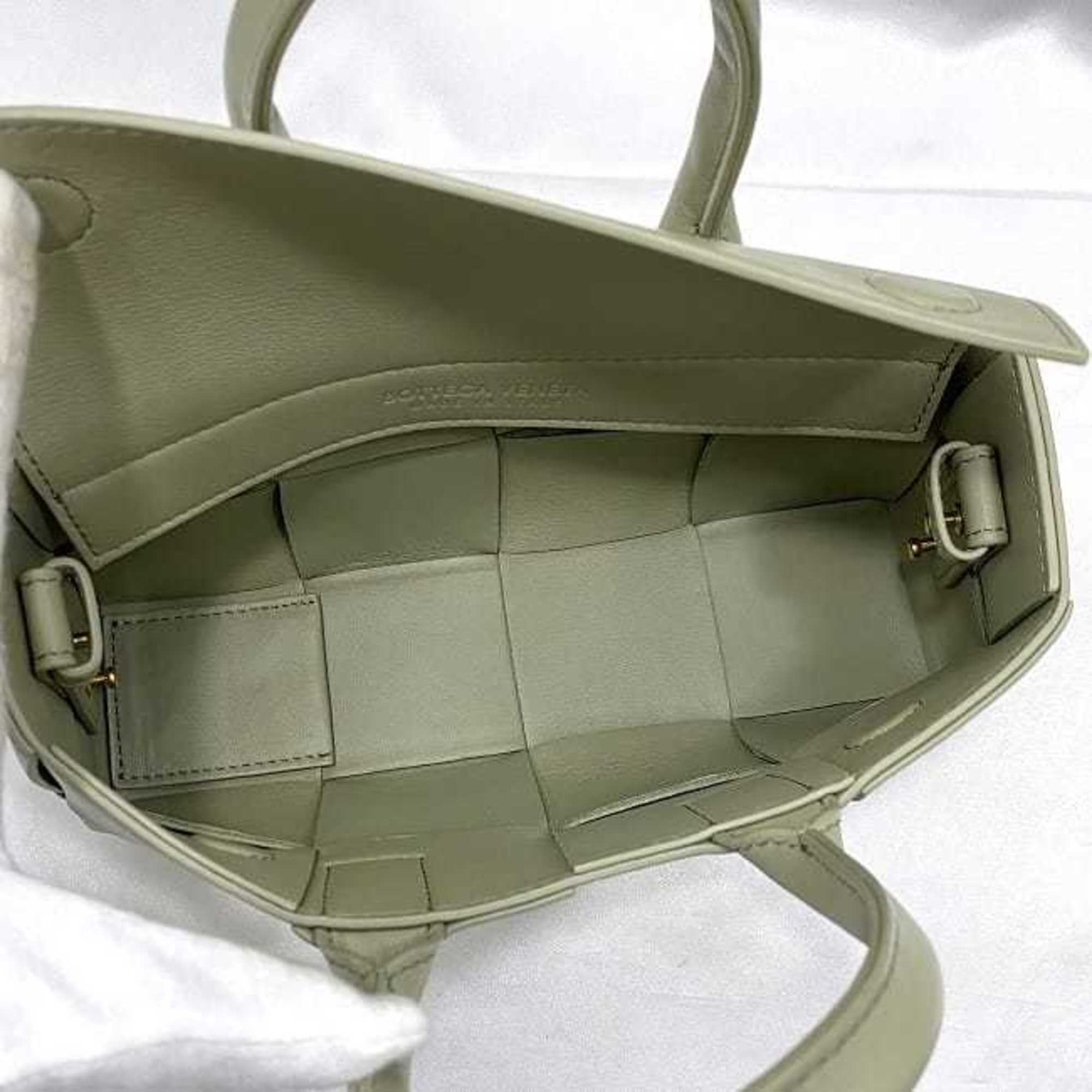 Bottega Veneta Light Green Leather Handbag Shoulder Bag (Pre-Owned)