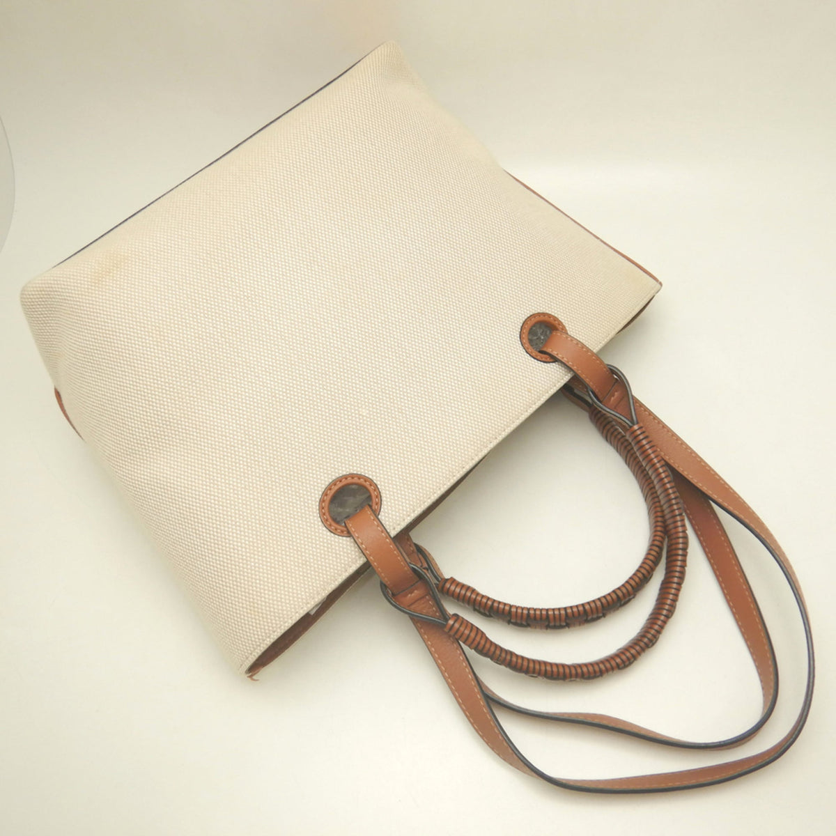 Loewe Beige Brown Canvas Leather Tote Bag (Pre-Owned)