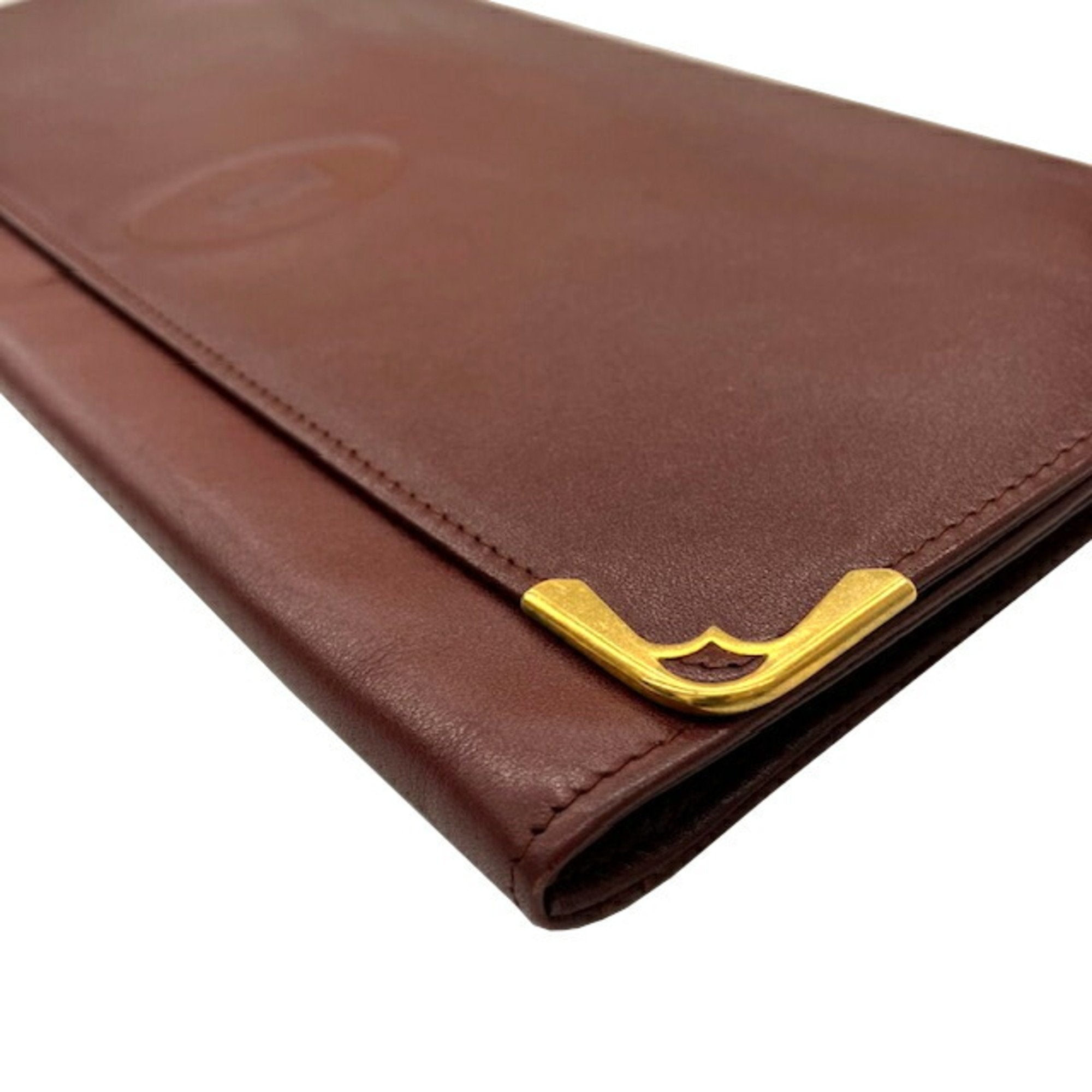 Cartier Bordeaux Leather Clutch Bag (Pre-Owned)