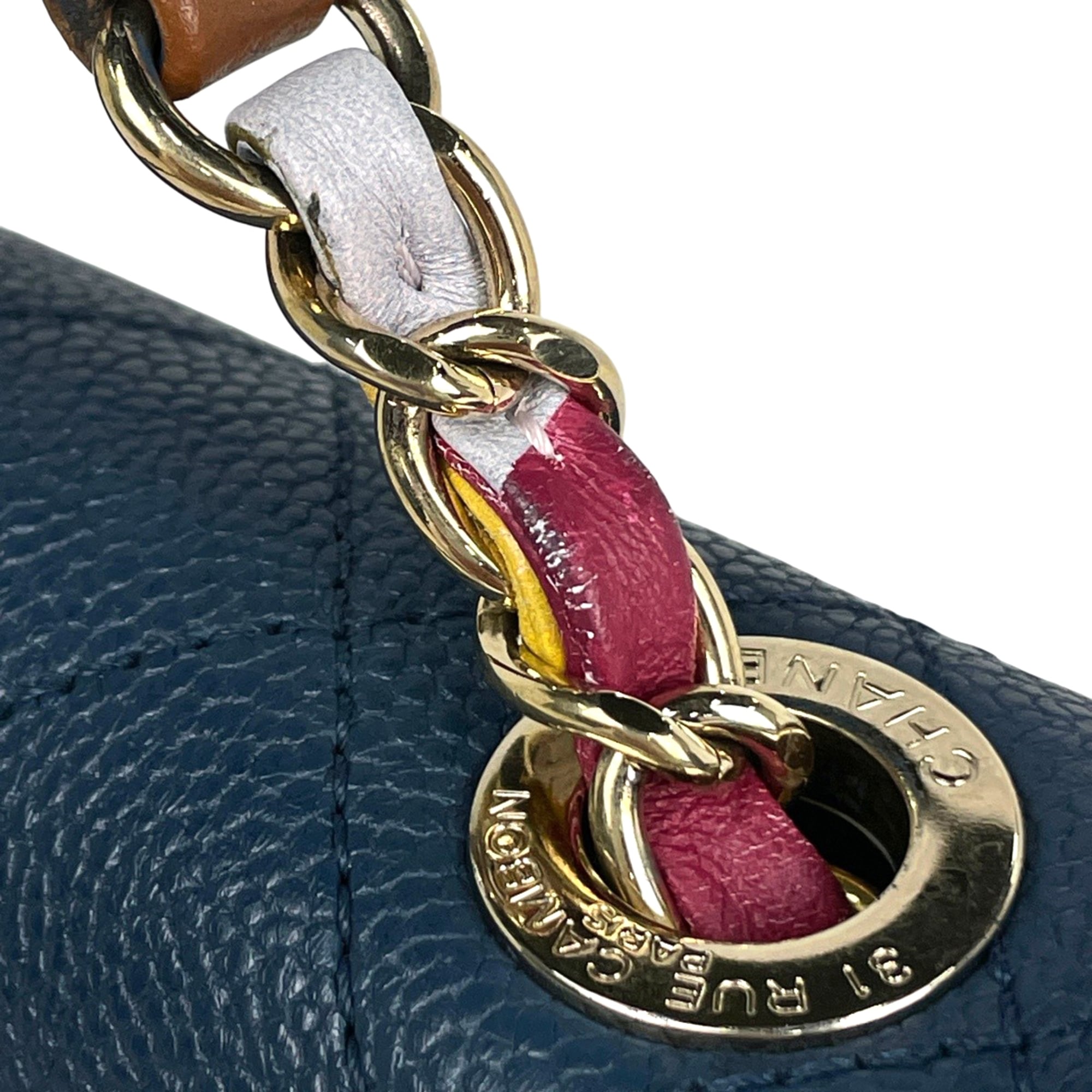 Chanel Blue Grained Calfskin Shoulder Bag (Pre-Owned)