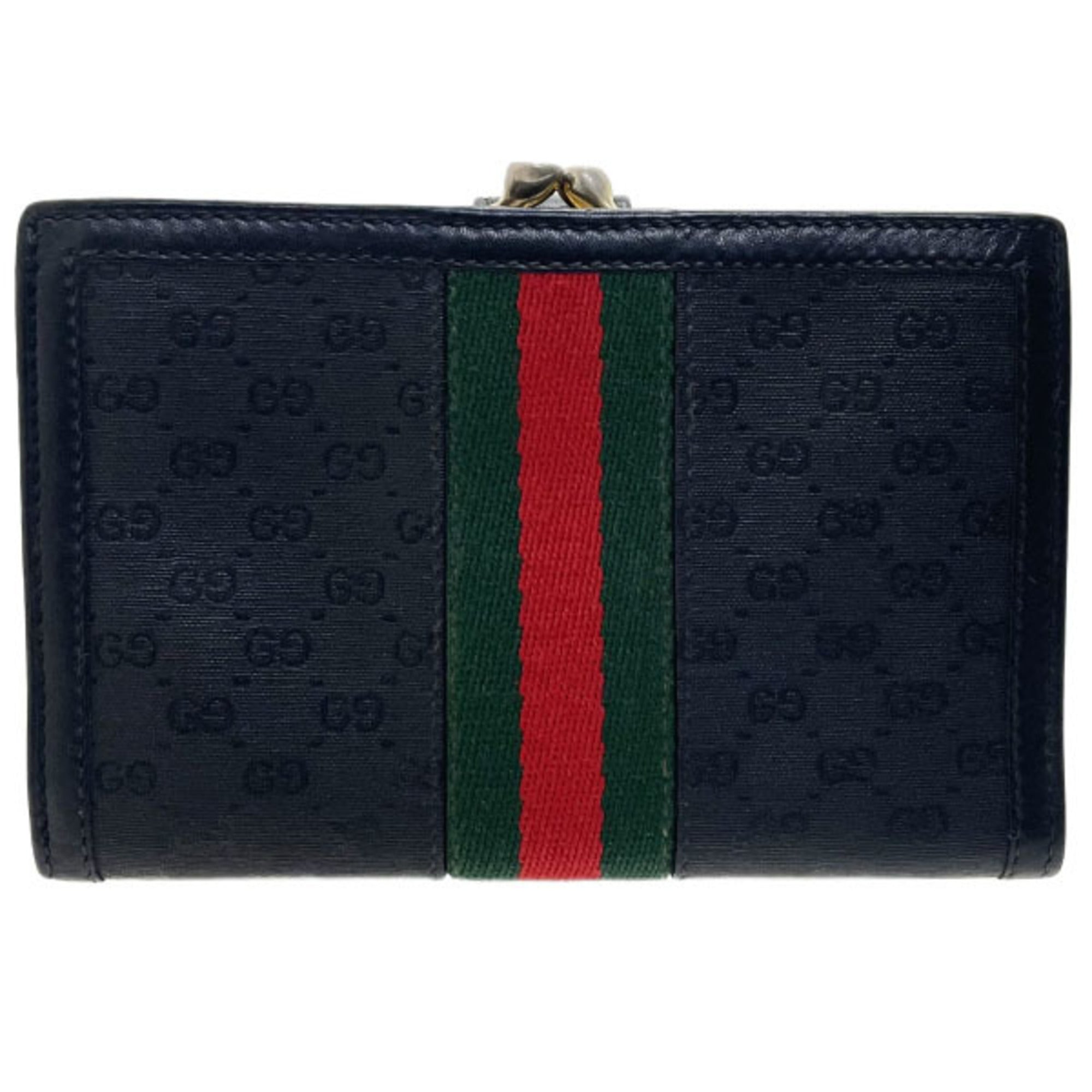 Gucci Black Green Red Color Pvc Leather Middle Wallet (Bi-Fold) (Pre-Owned)