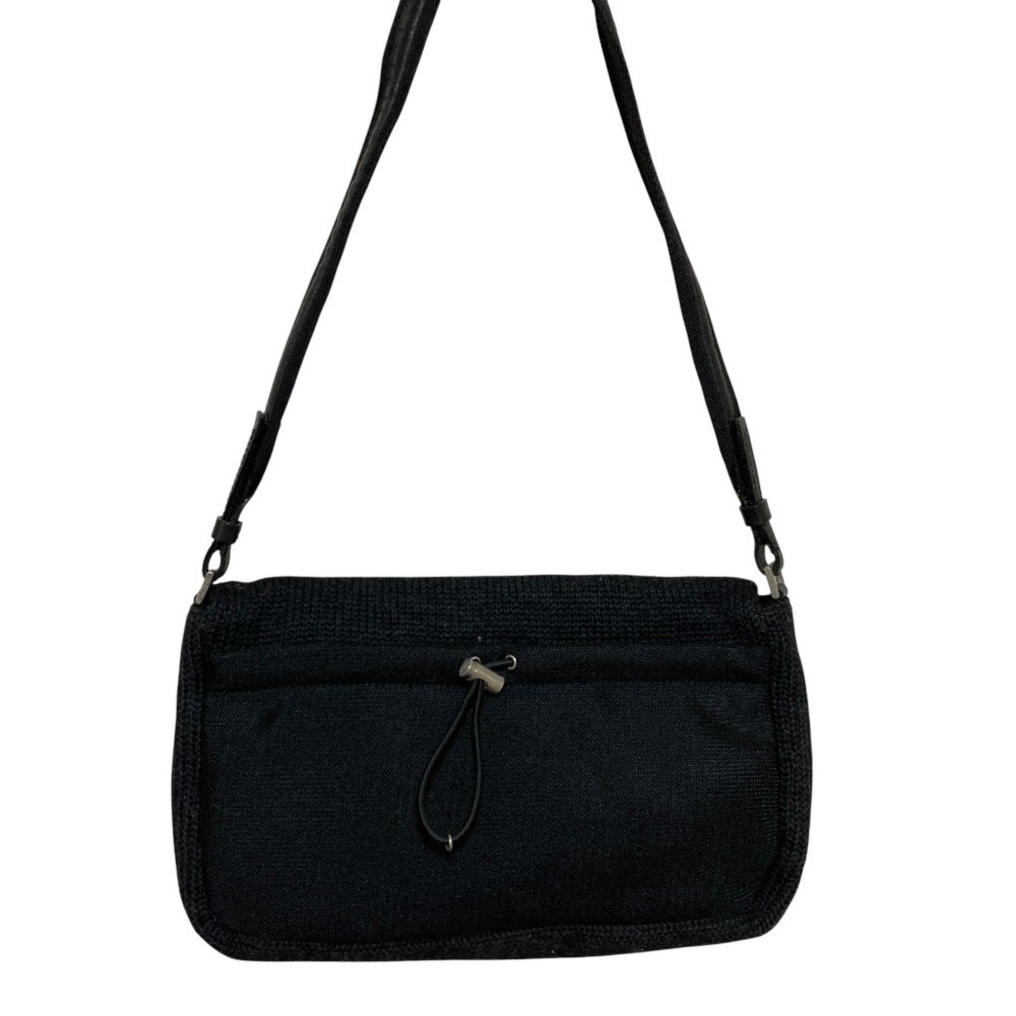 Prada Black Wool Leather Shoulder Bag (Pre-Owned)