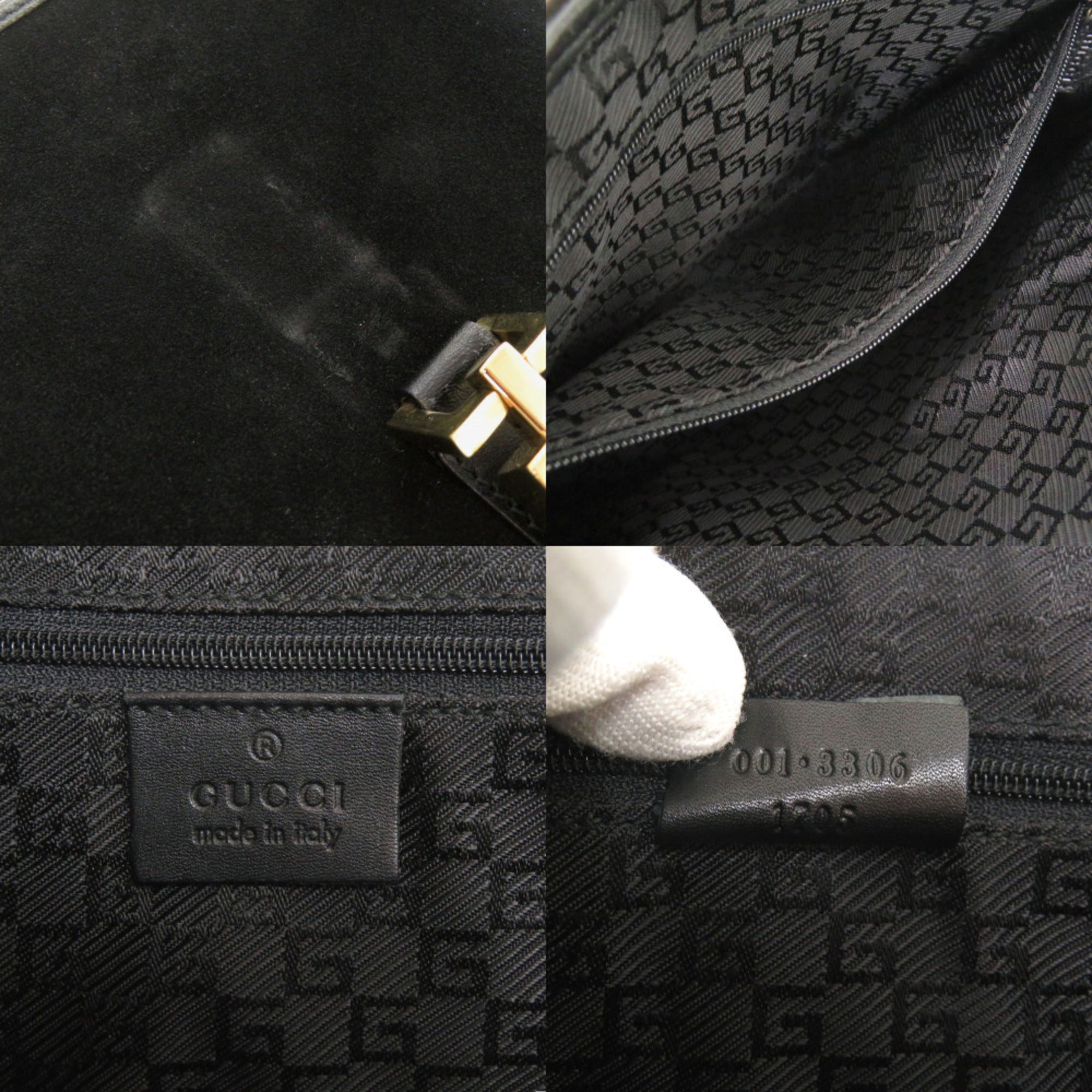 Gucci Black Suede Leather Handbag Shoulder Bag (Pre-Owned)