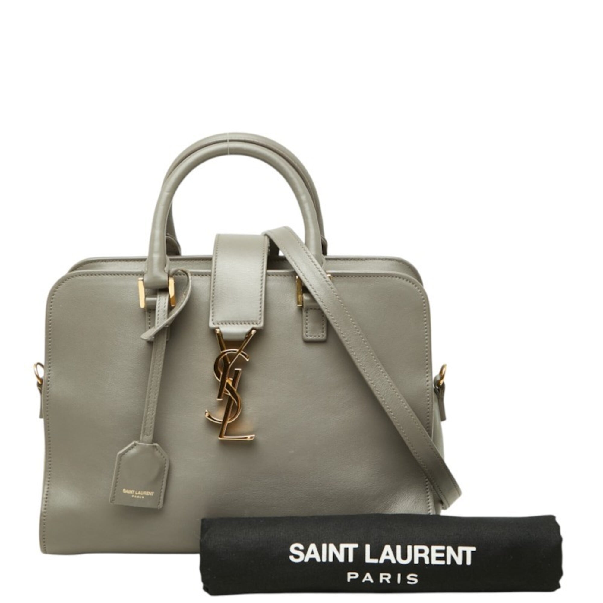 Saint Laurent Gray Leather Handbag Shoulder Bag (Pre-Owned)