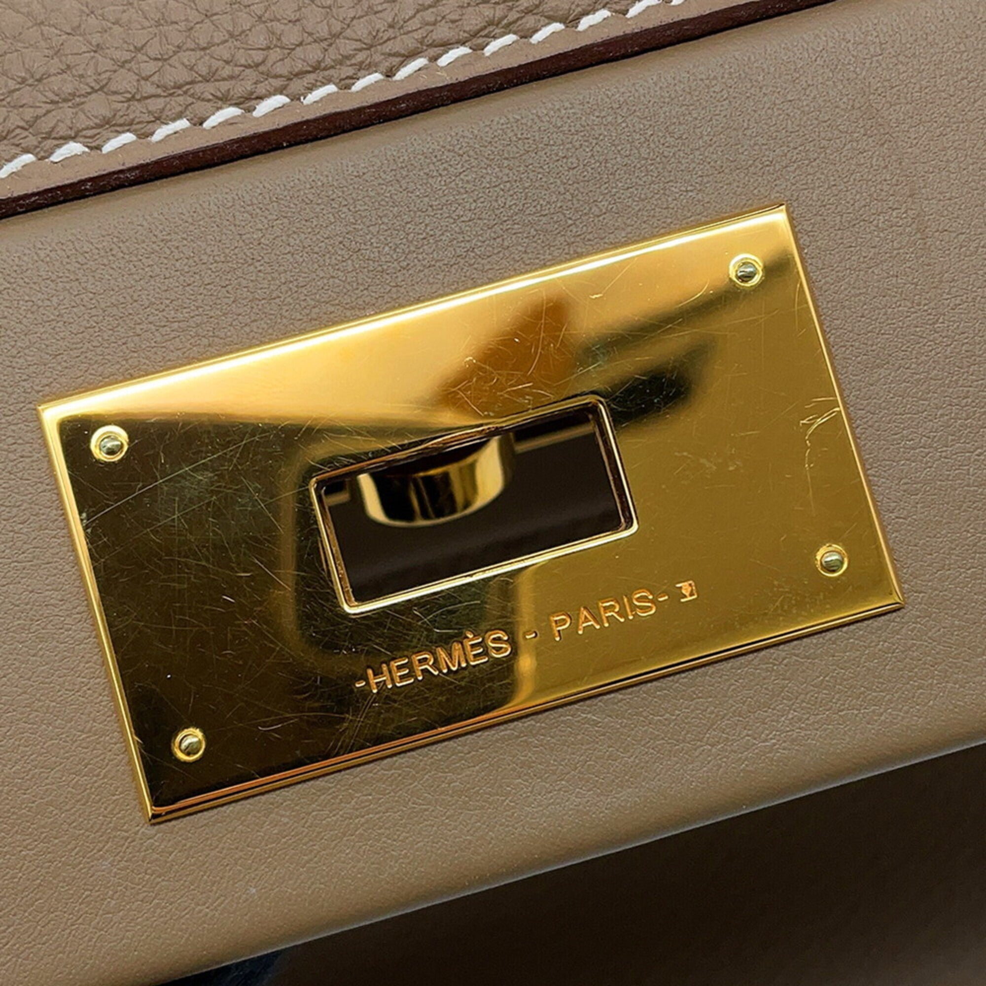 Hermes Etoupe Gray Togo Leather Swift Leather Handbag (Pre-Owned)