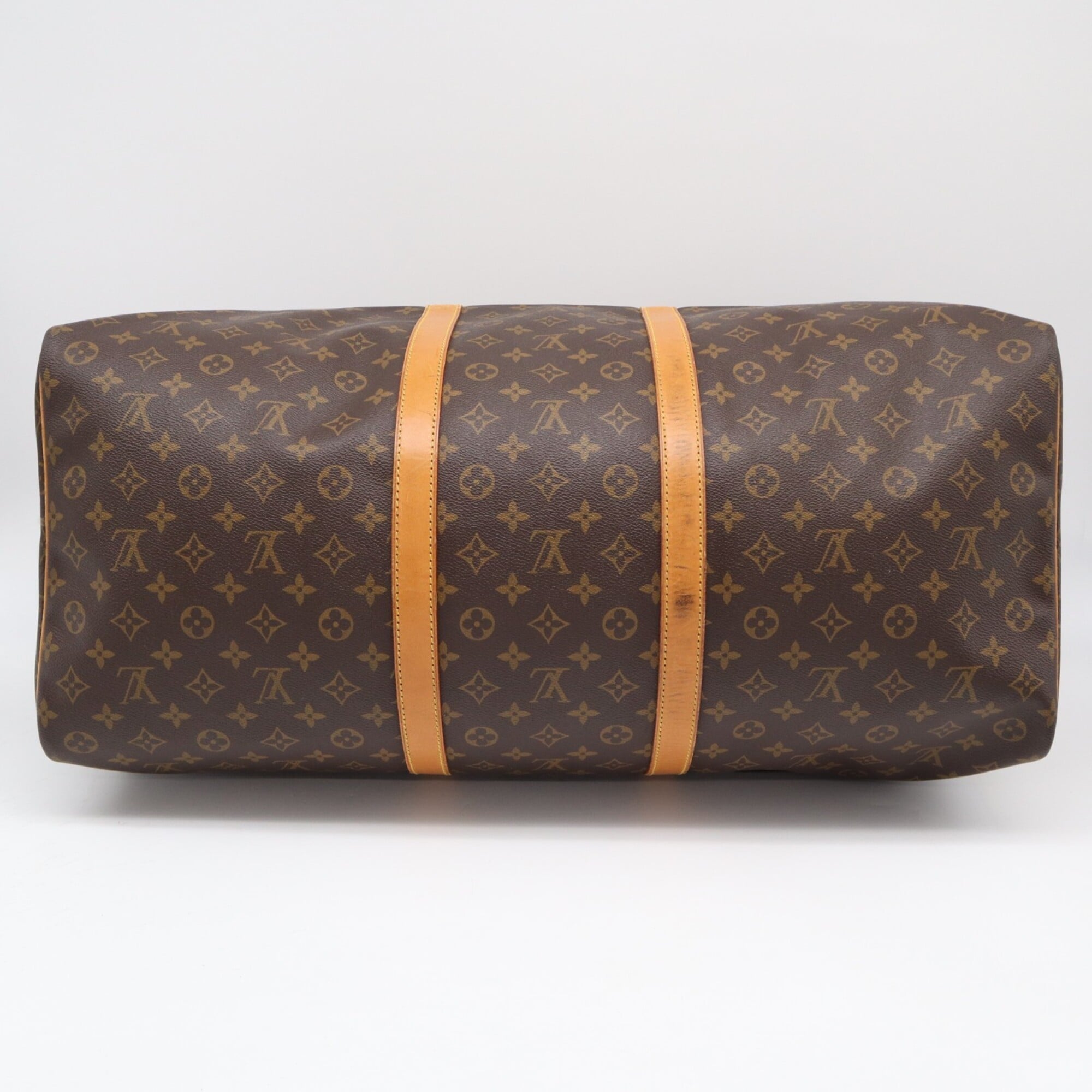Louis Vuitton Monogram Beige Brown Coated Canvas Leather Boston Bag (Pre-Owned)