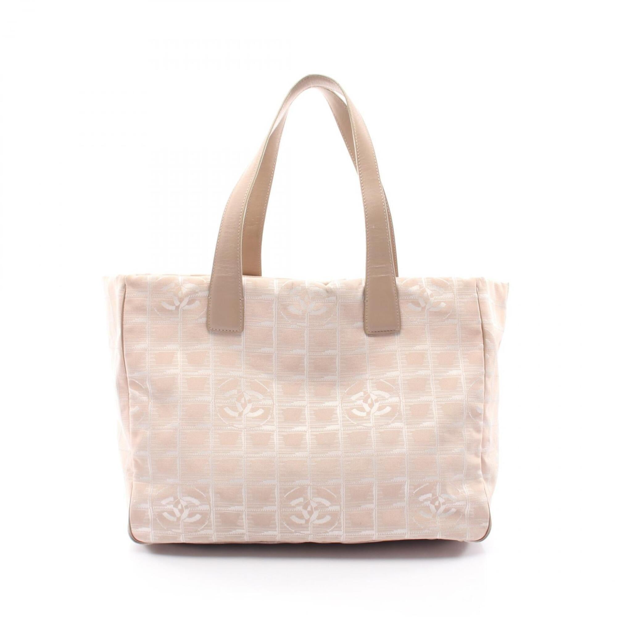 Chanel Pink Leather Nylon Canvas Handbag Tote Bag (Pre-Owned)