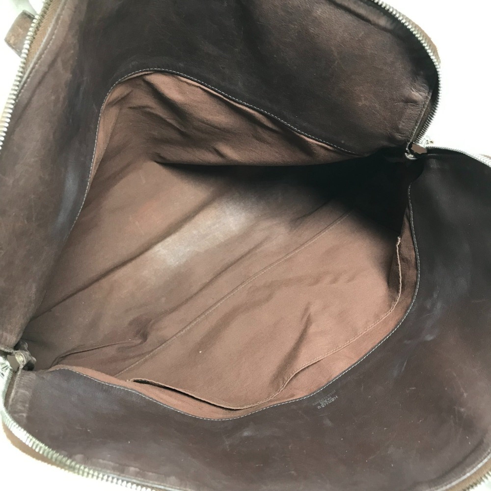 Hermes Beige Brown Leather Canvas Handbag Tote Bag (Pre-Owned)