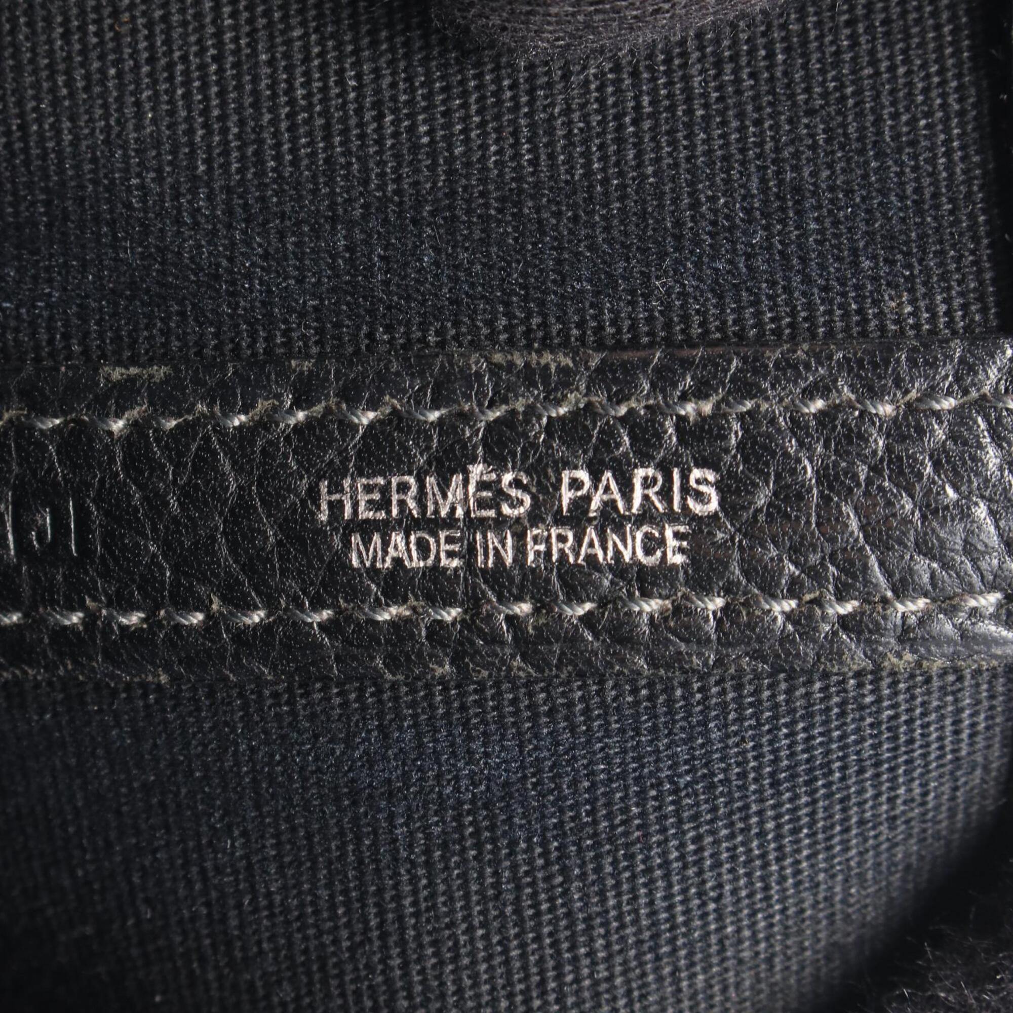 Hermes Black Toile Officier Handbag Tote Bag (Pre-Owned)