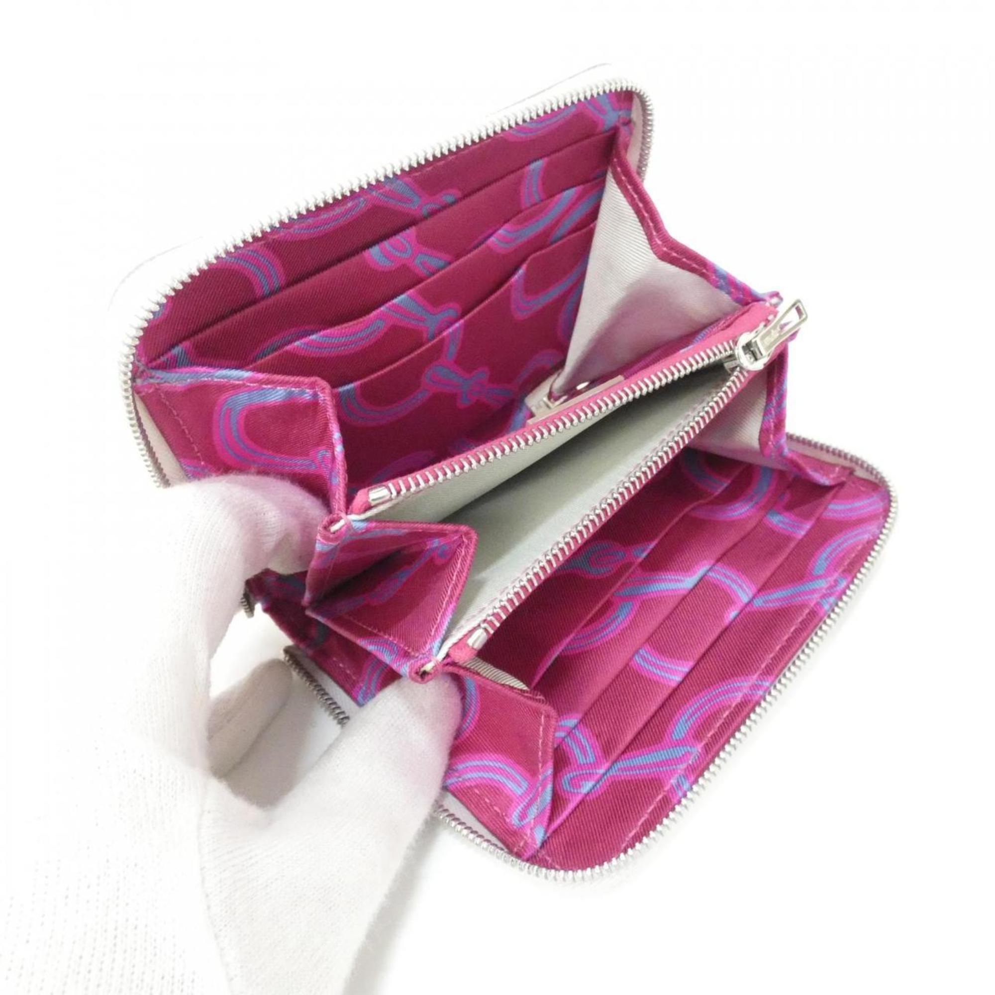 Hermes Ruby White Epsom Leather Silk Wallet (Bi-Fold) (Pre-Owned)