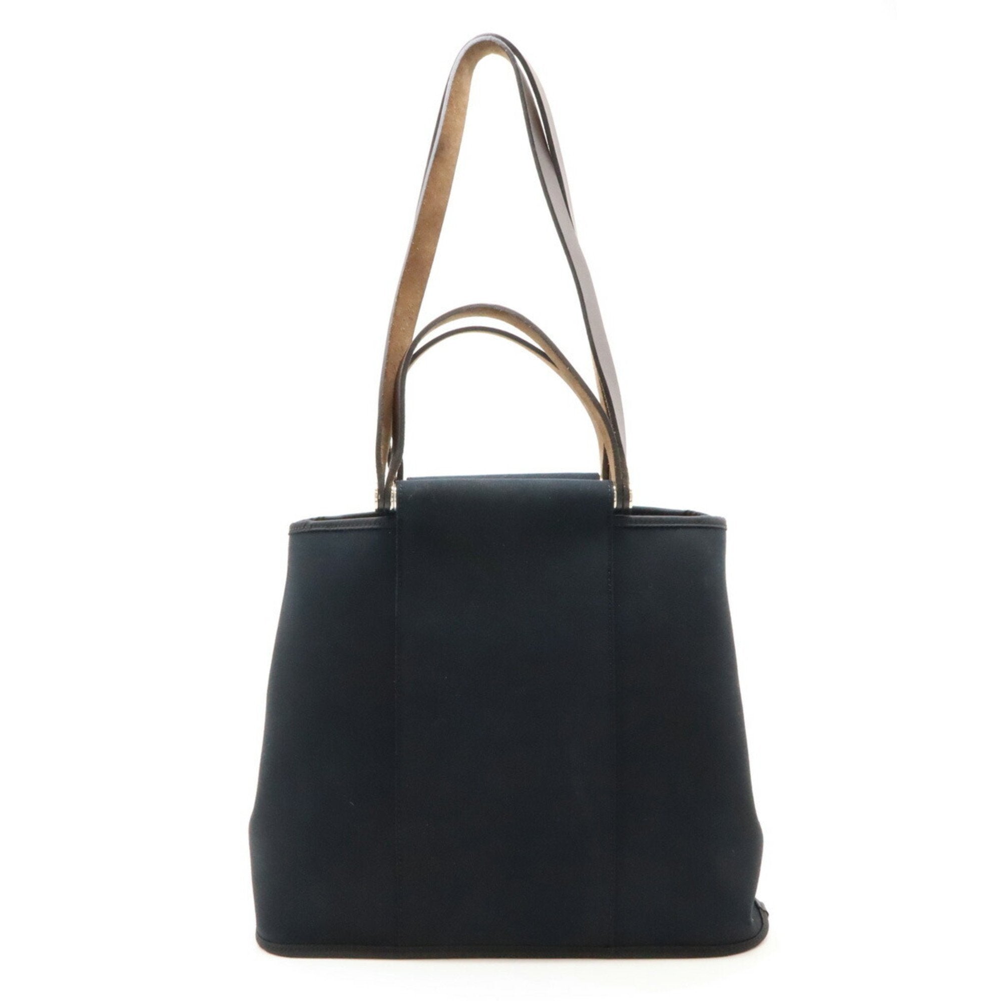 Hermes Black Toile Officier Leather Handbag Shoulder Bag Tote Bag (Pre-Owned)