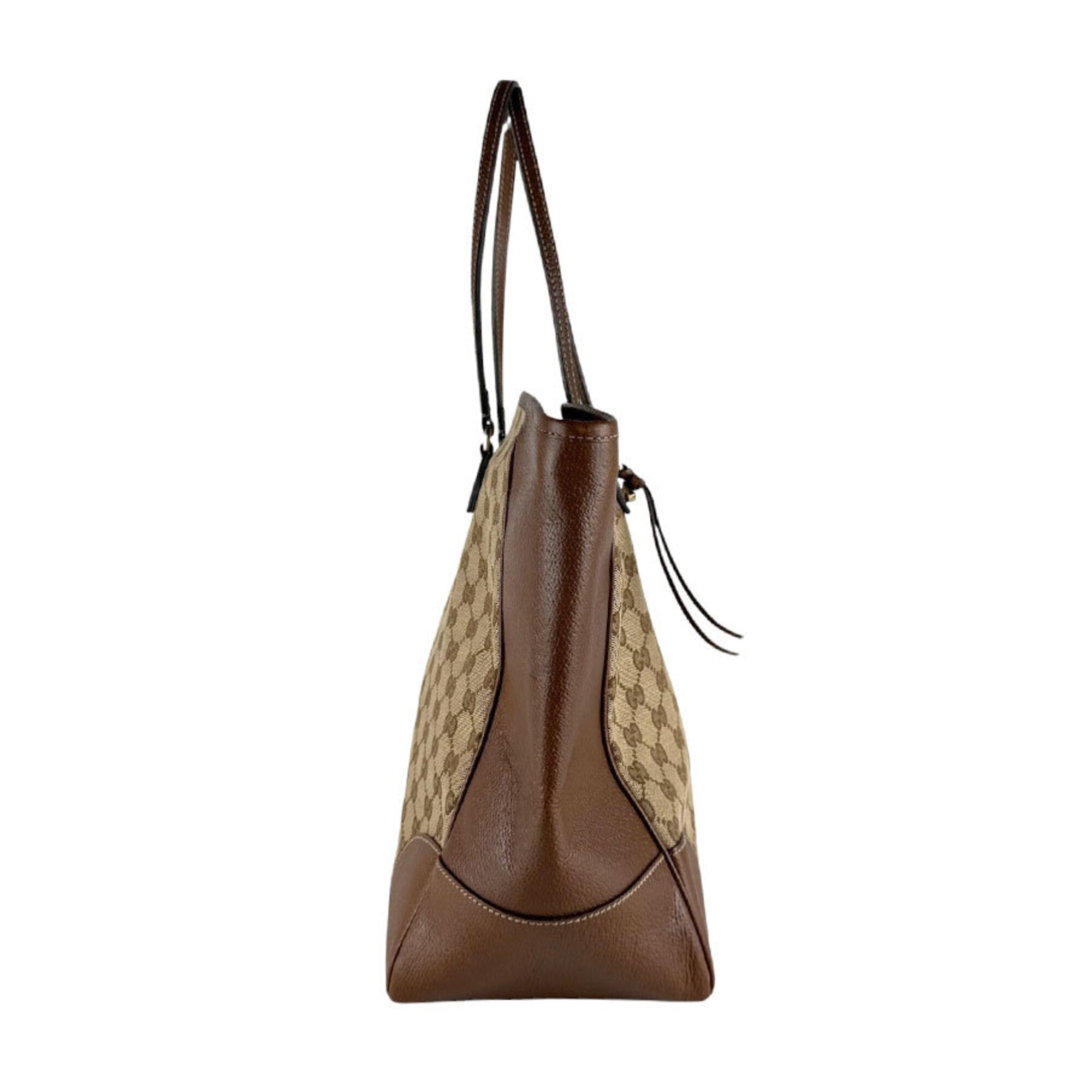 Gucci Brown Gg Canvas Leather Handbag (Pre-Owned)