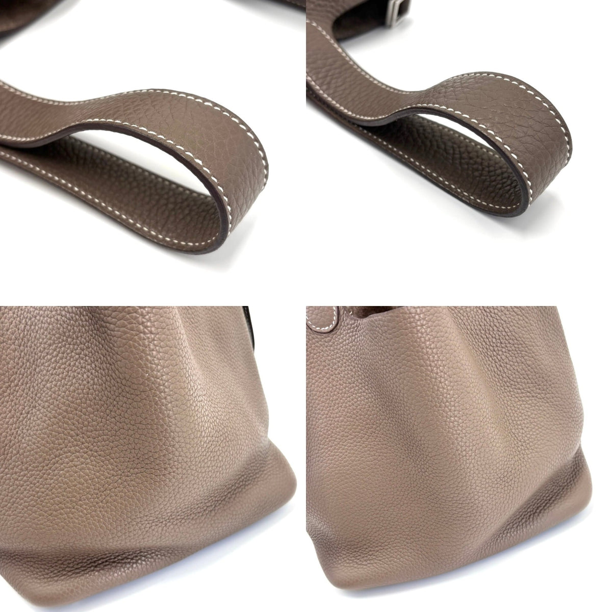 Hermes Beige Etoupe Gray Taurillon Clemence Leather Handbag (Pre-Owned)