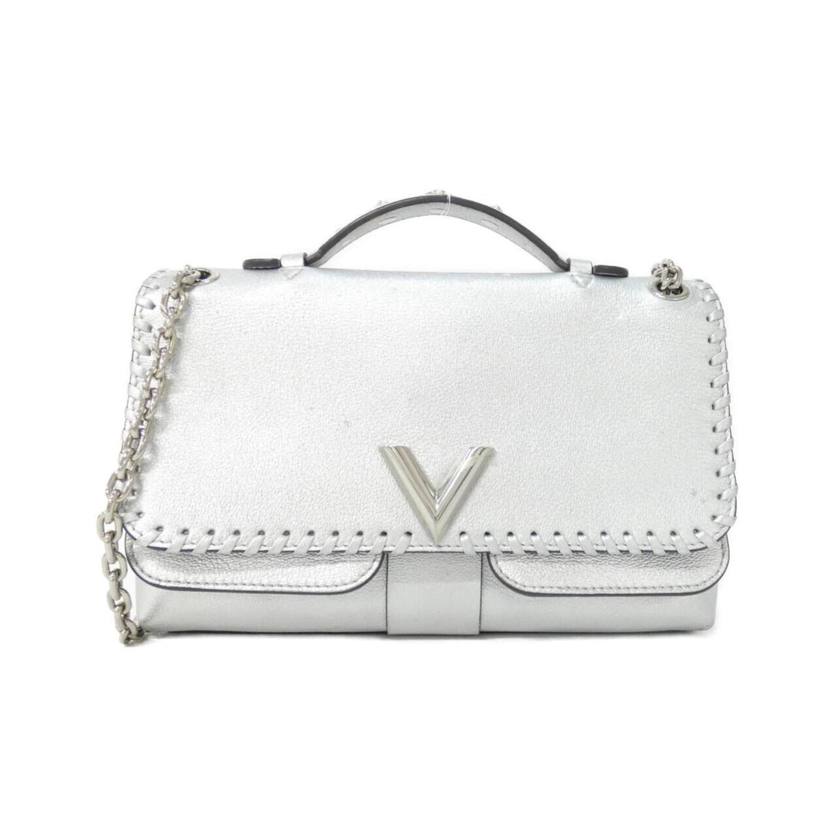 Louis Vuitton Silver Leather Handbag Shoulder Bag (Pre-Owned)