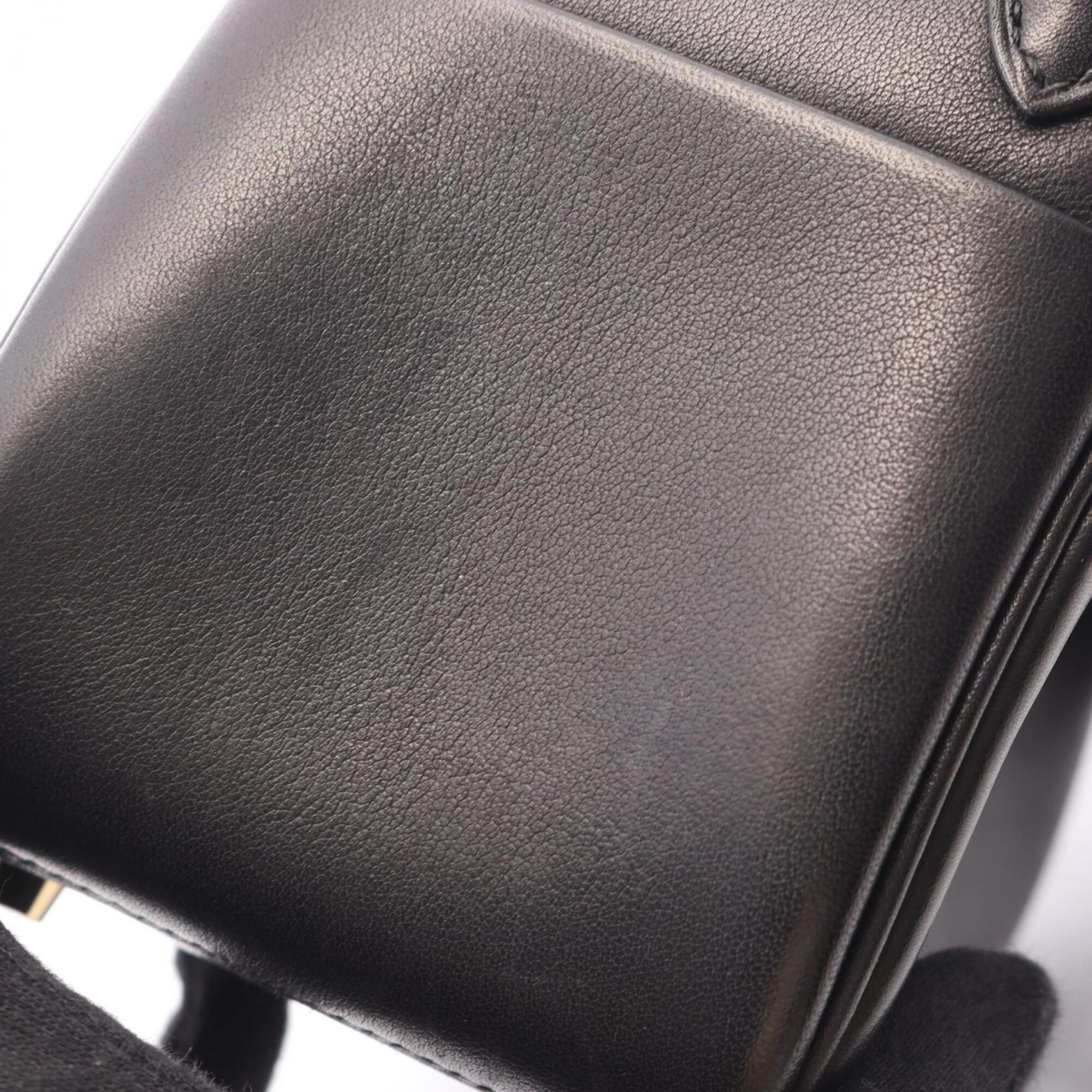 Hermes Black Leather Handbag Shoulder Bag (Pre-Owned)
