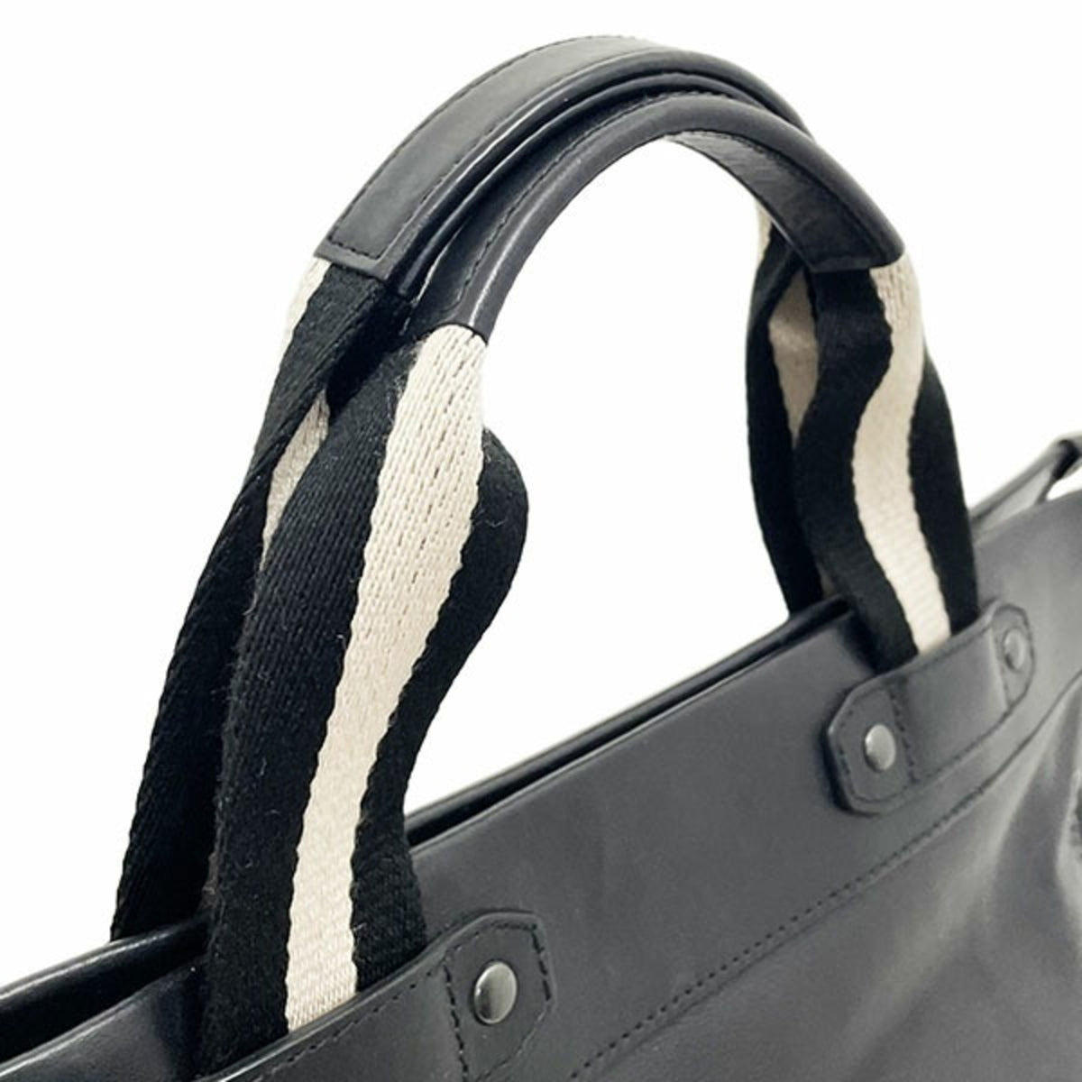 Bally Black Leather Handbag Shoulder Bag Tote Bag (Pre-Owned)
