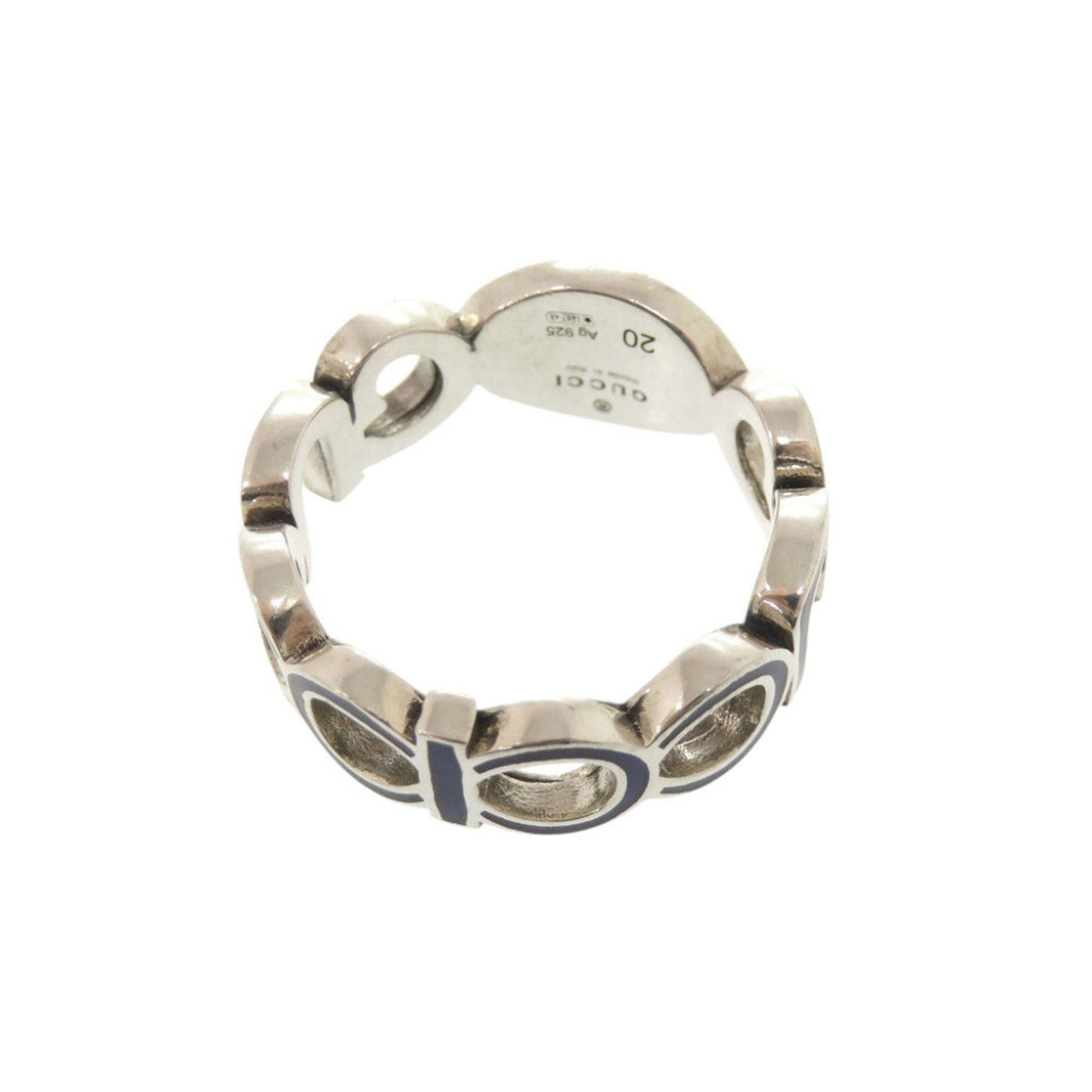 Gucci Silver Blue Silver 925 Band Ring (Pre-Owned)