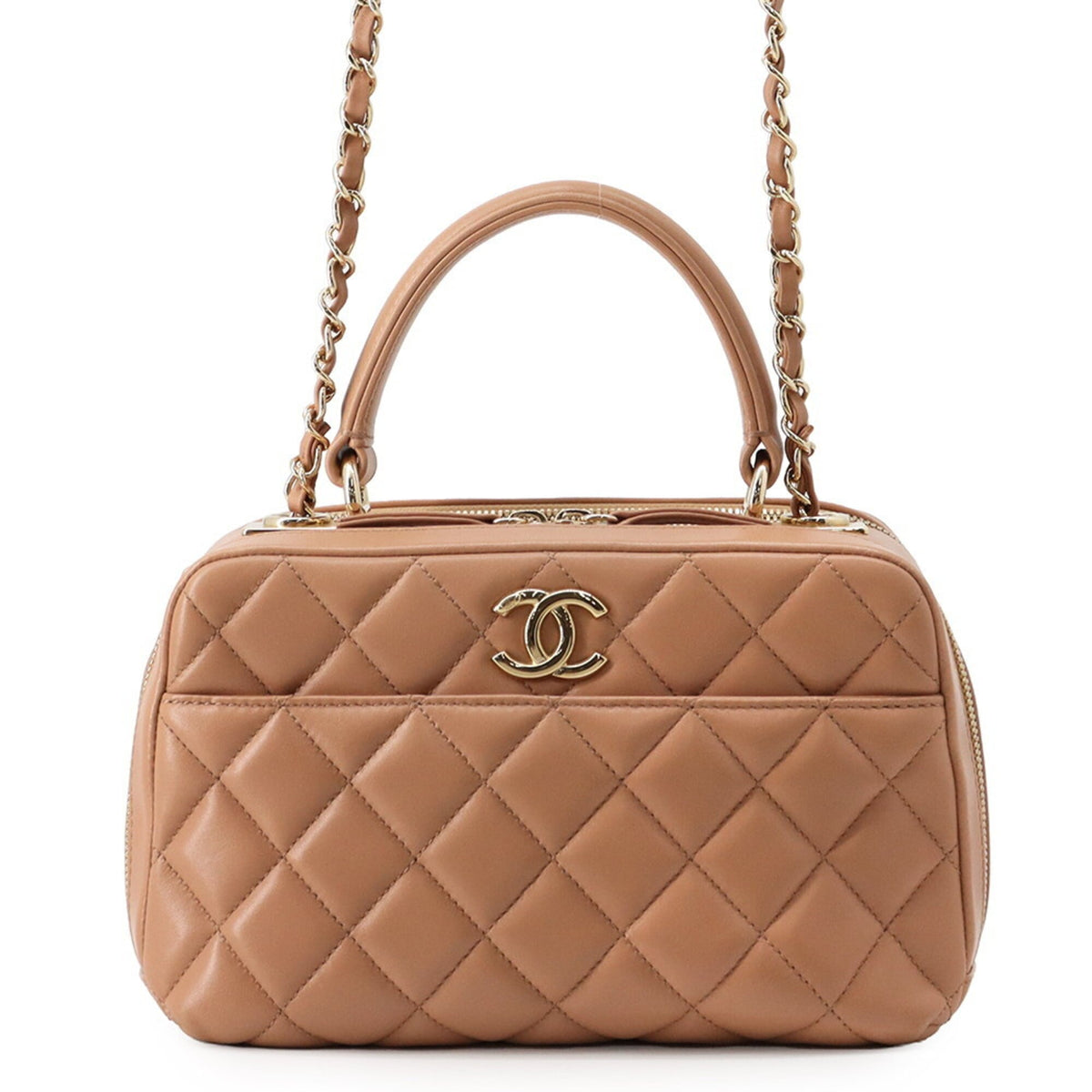 Chanel Matelasse Beige Leather Handbag (Pre-Owned)