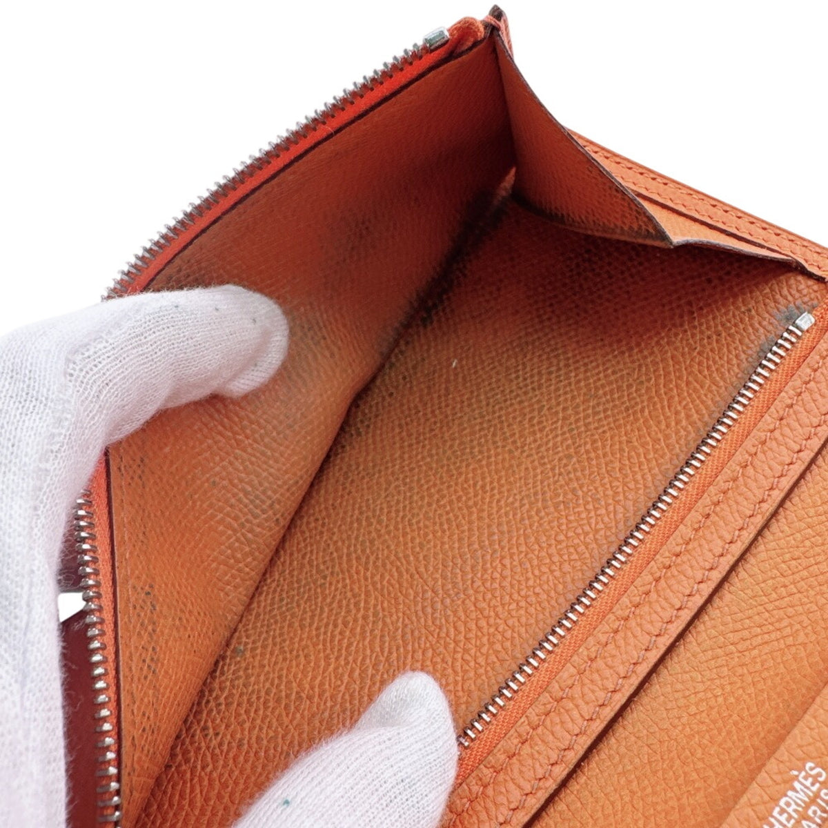 Hermes Bearn Orange Epsom Leather Long Wallet (Bi-Fold) (Pre-Owned)