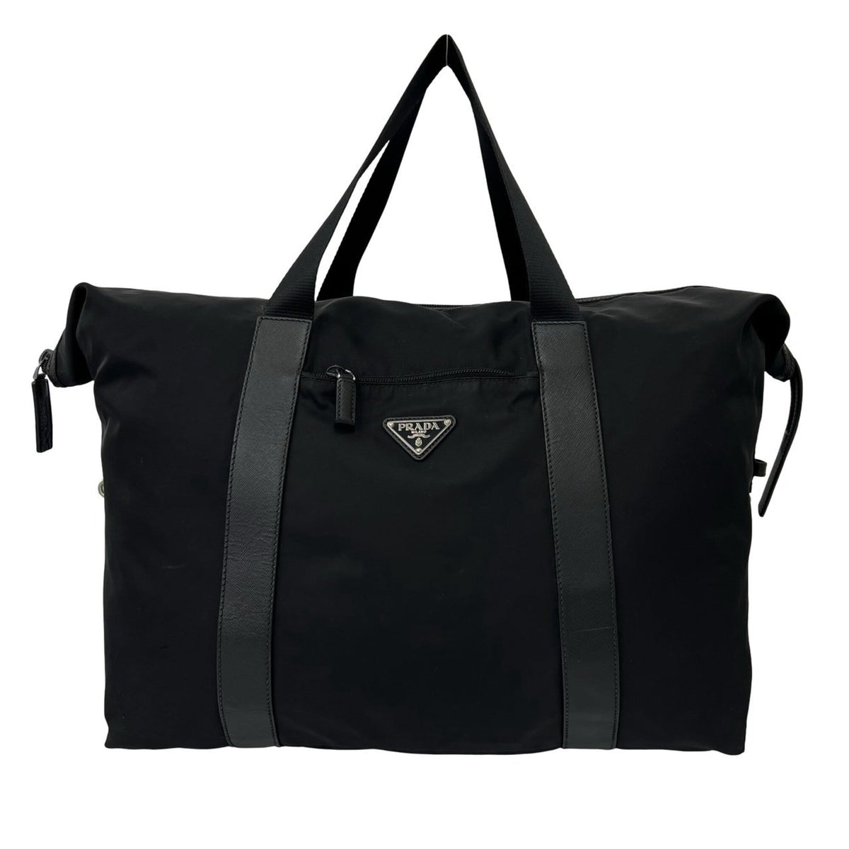 Prada Black Nylon Leather Boston Bag (Pre-Owned)