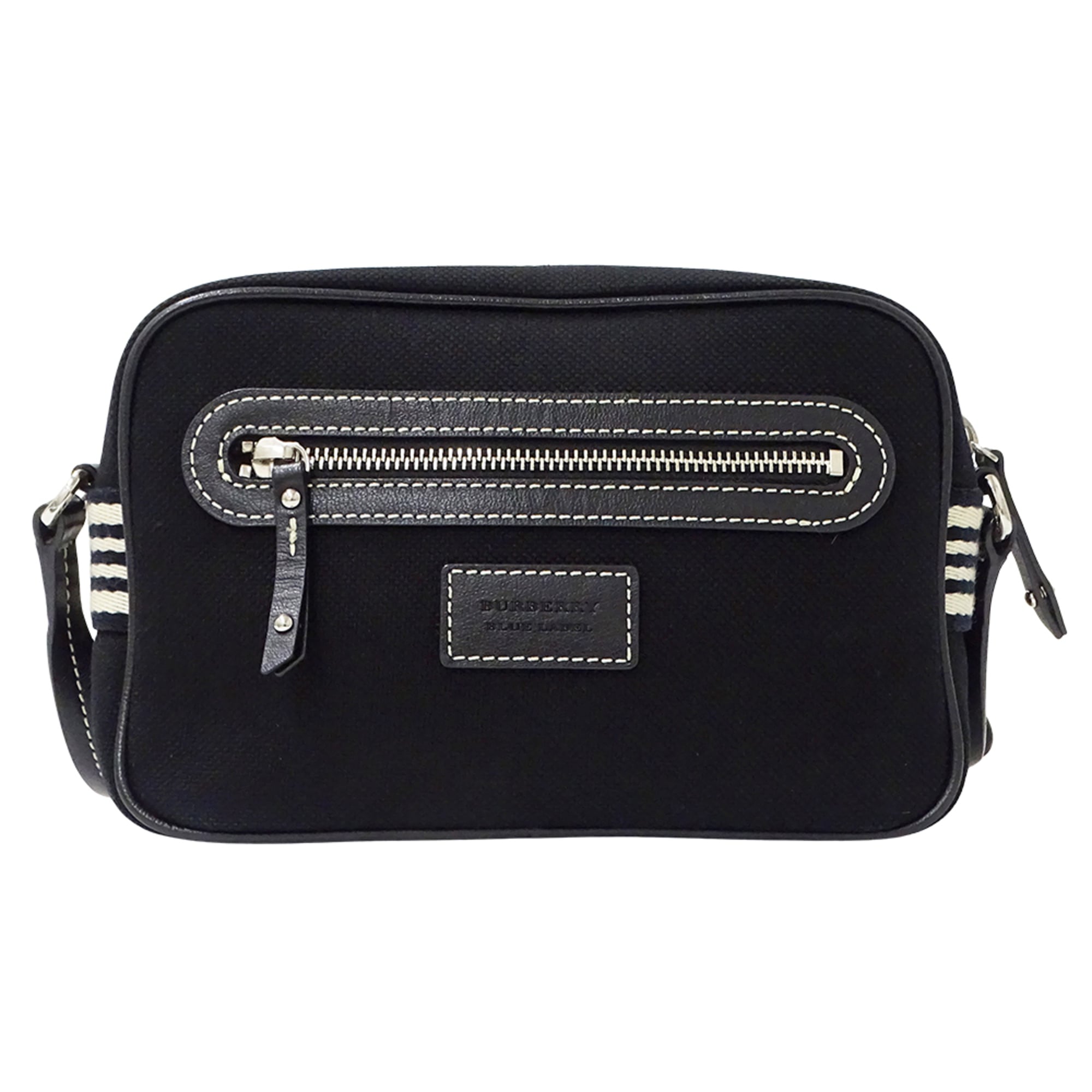 Burberry Blue Label Black Blue Canvas Handbag Shoulder Bag (Pre-Owned)