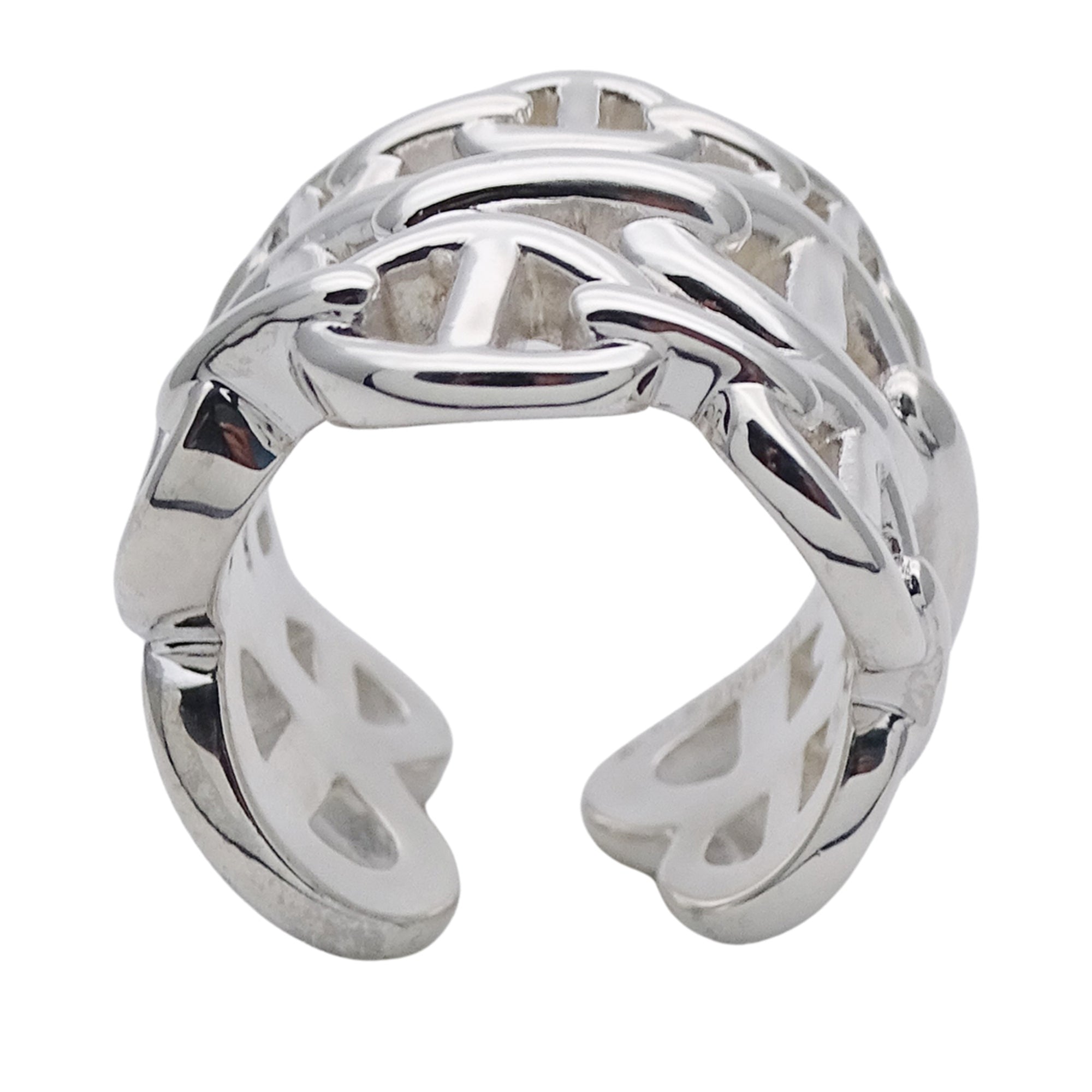 Hermes Silver Silver 925 Band Ring (Pre-Owned)