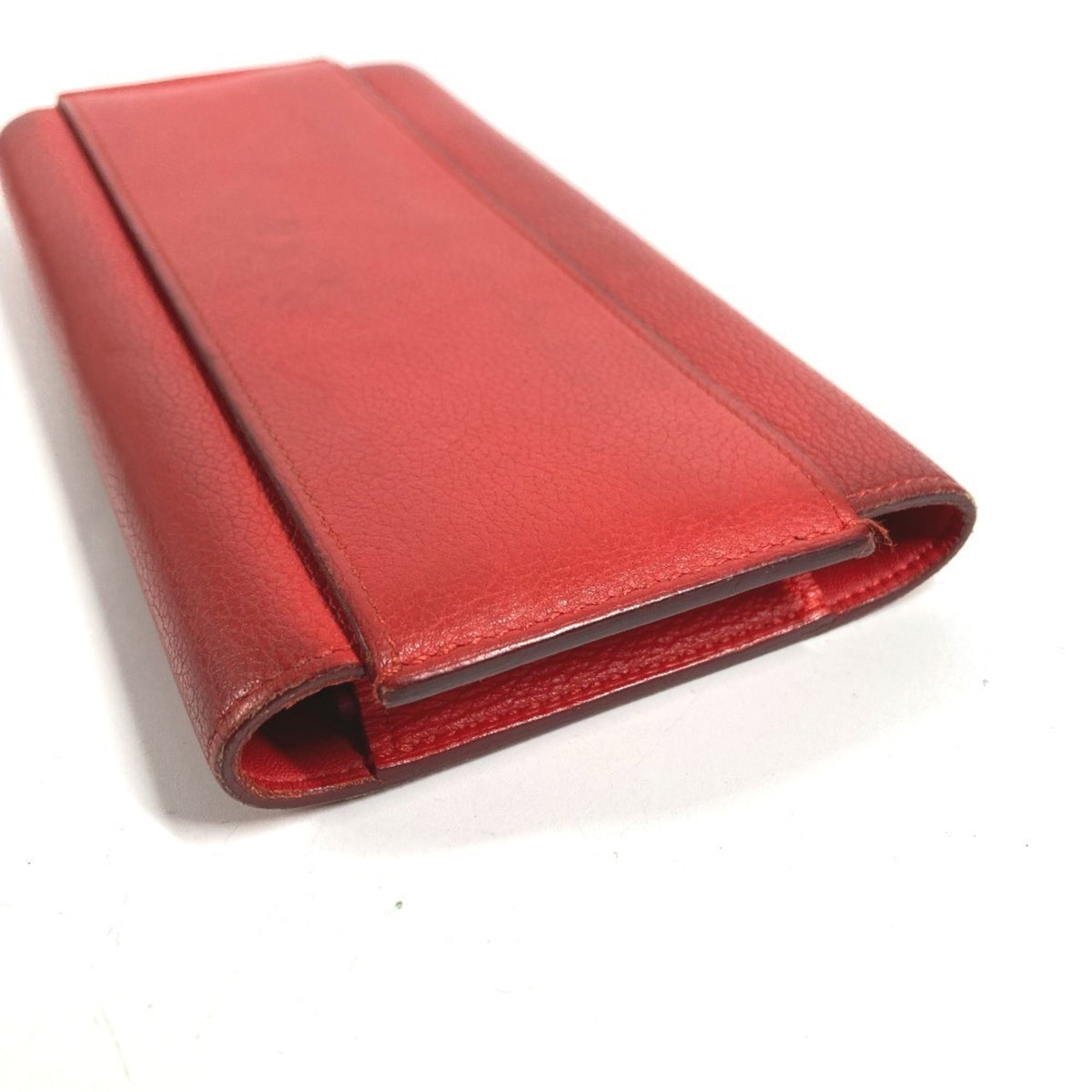 Hermes Red Color Leather Long Wallet (Bi-Fold) (Pre-Owned)