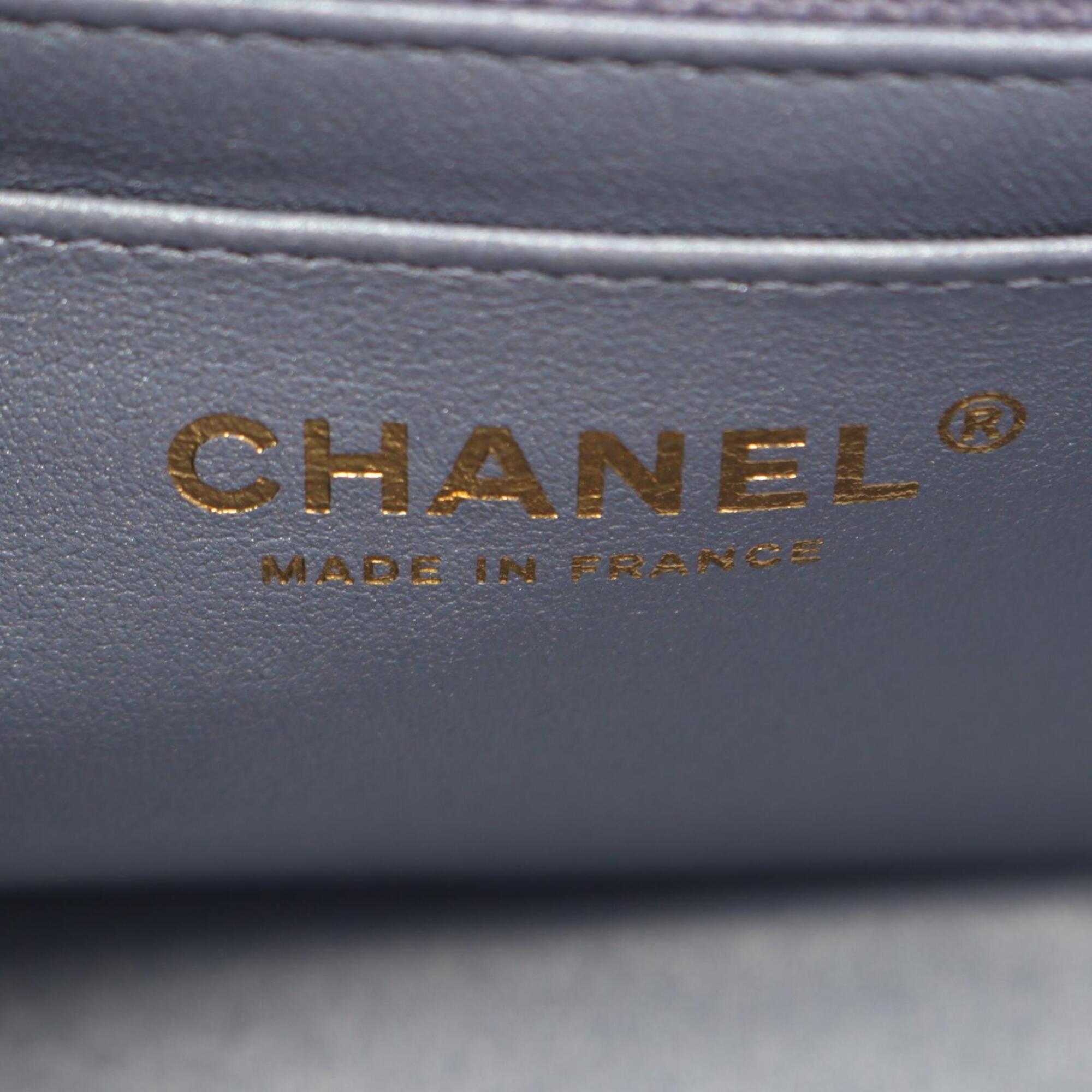 Chanel Blue Leather Handbag Shoulder Bag (Pre-Owned)