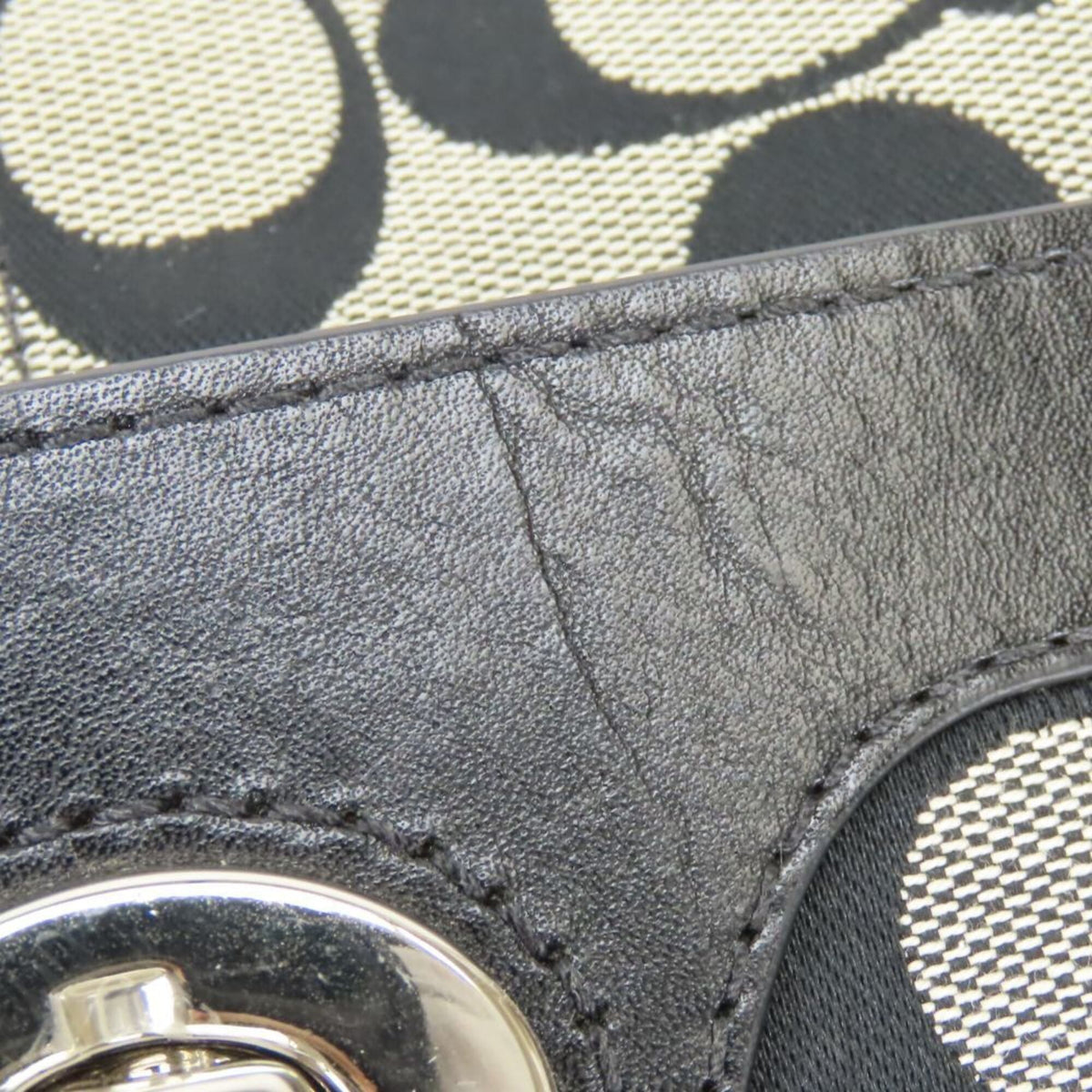 Coach Black Gray Signature Line Shoulder Bag (Pre-Owned)