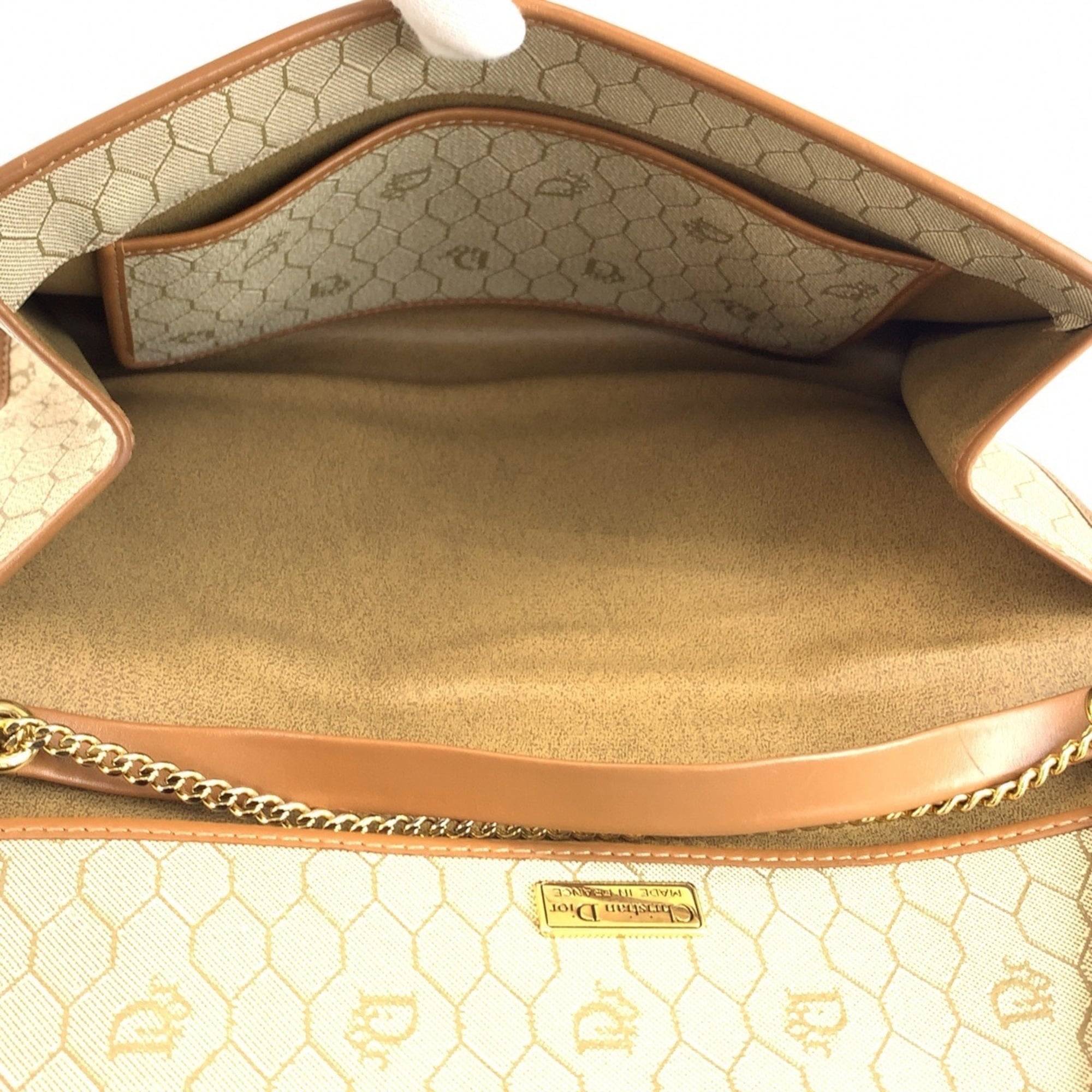 Christian Dior Beige Pvc Handbag Shoulder Bag (Pre-Owned)