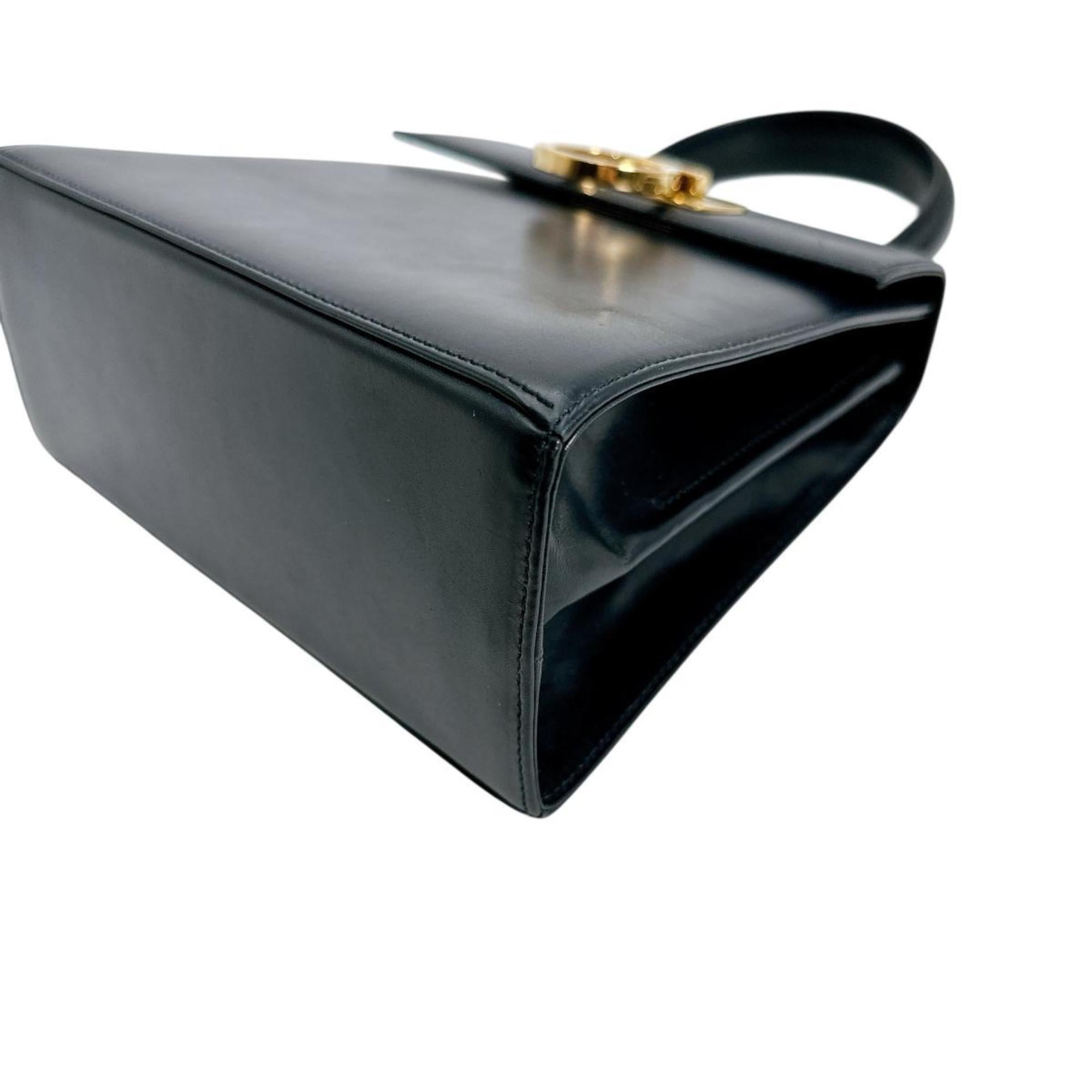 Salvatore Ferragamo Black Leather Handbag Shoulder Bag (Pre-Owned)