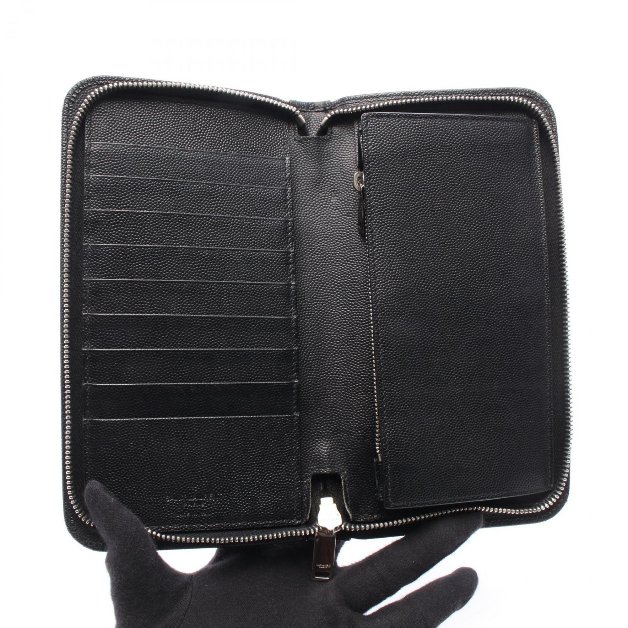 Yves Saint Laurent Black Leather Long Wallet (Bi-Fold) (Pre-Owned)