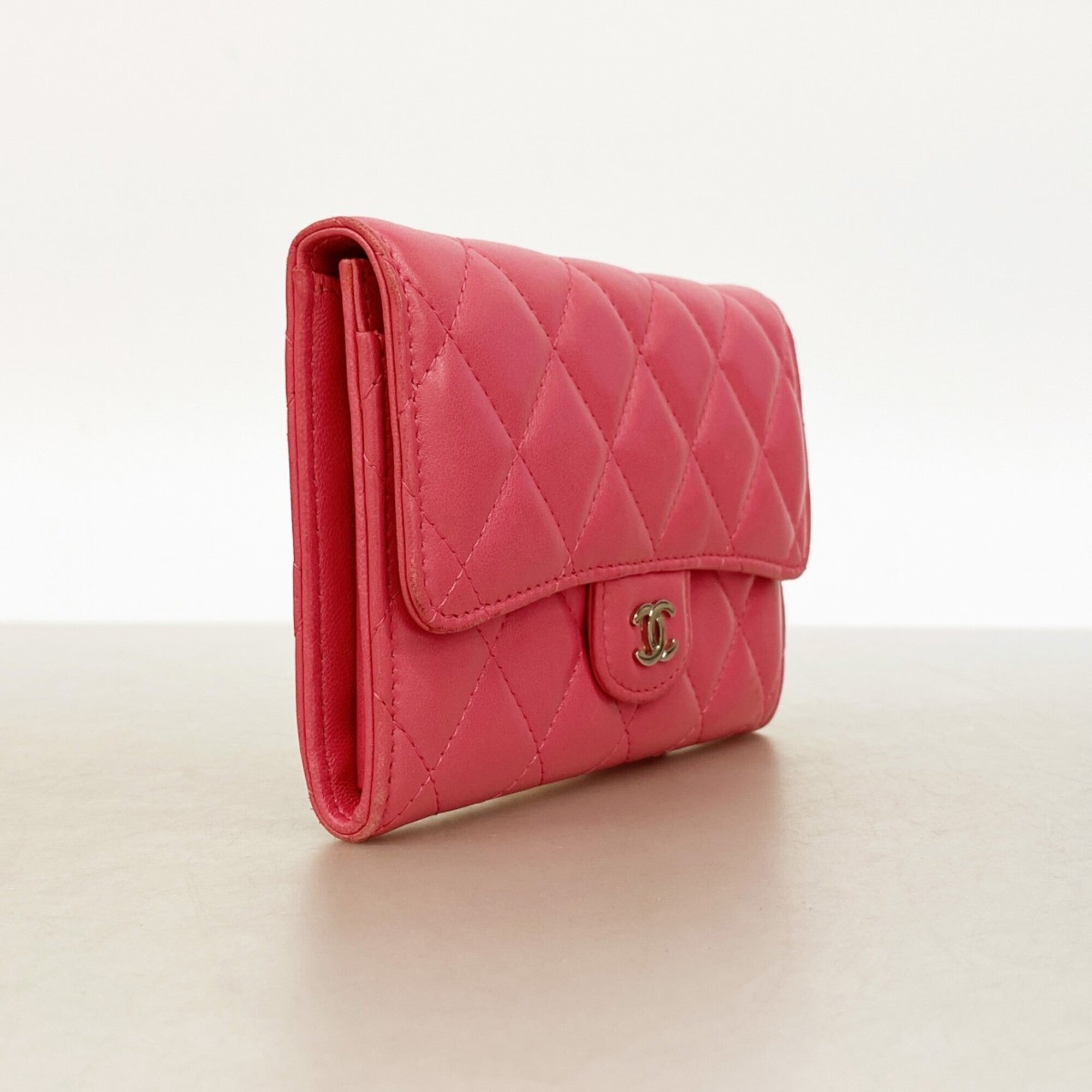 Chanel Pink Leather Coin Purse/Coin Case (Pre-Owned)