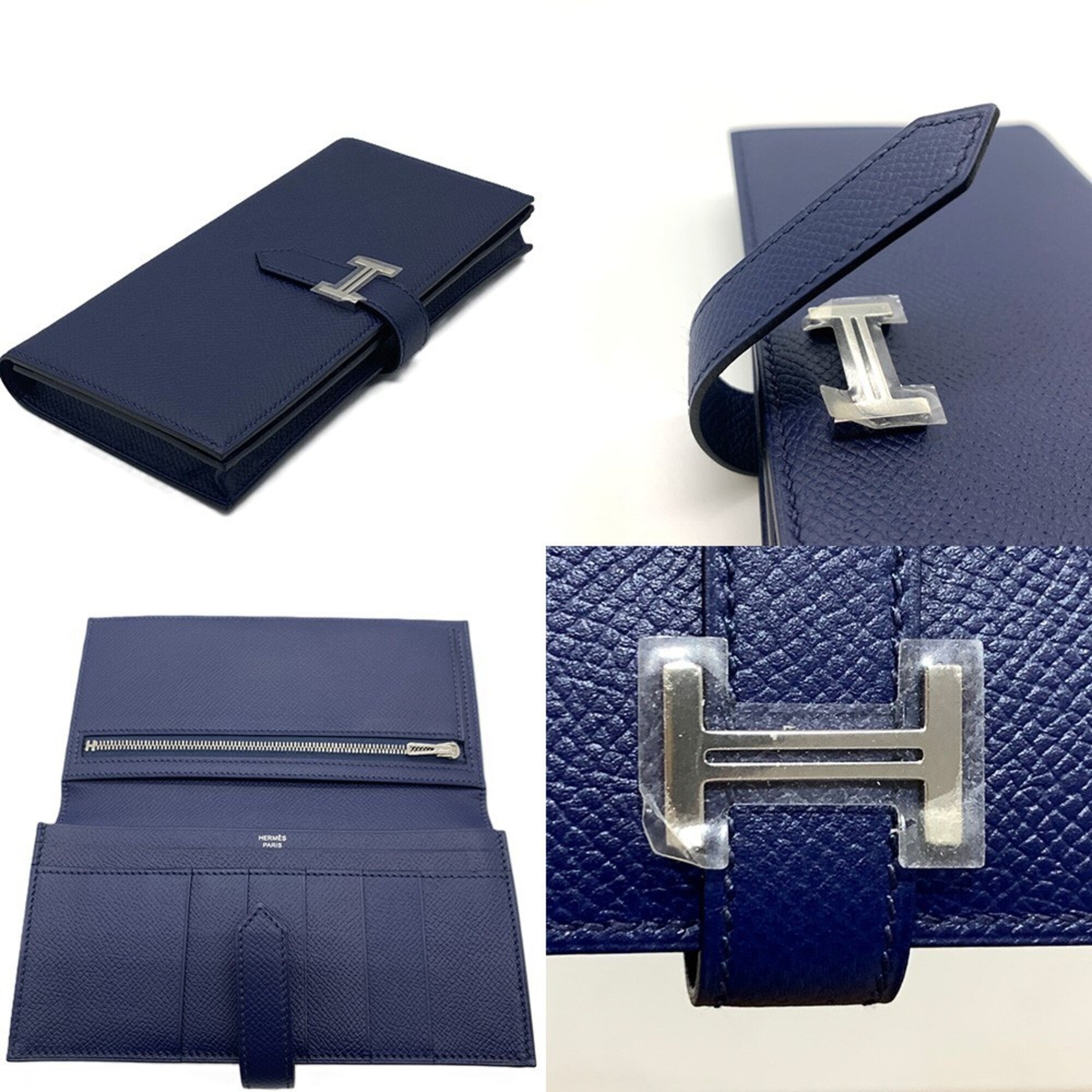 Hermes Navy Epsom Leather Long Wallet (Bi-Fold) (Pre-Owned)