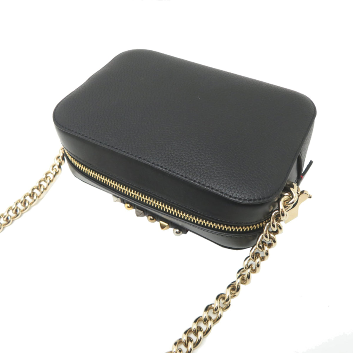 Christian Louboutin Black Red Color Leather Shoulder Bag (Pre-Owned)