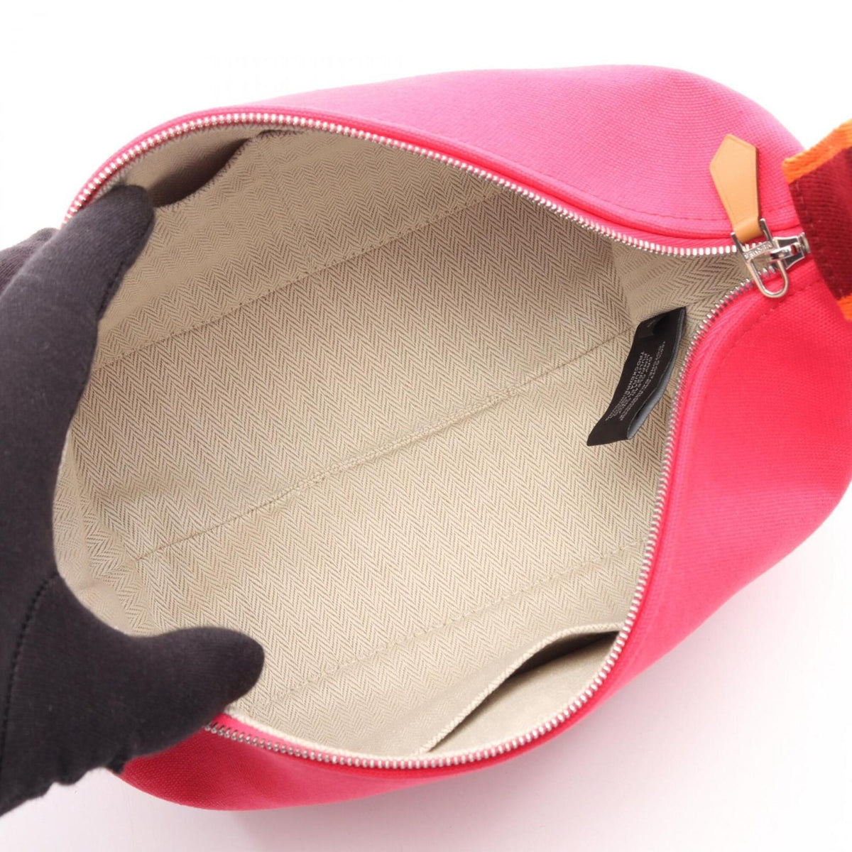 Hermes Bordeaux Orange Pink Canvas Handbag (Pre-Owned)
